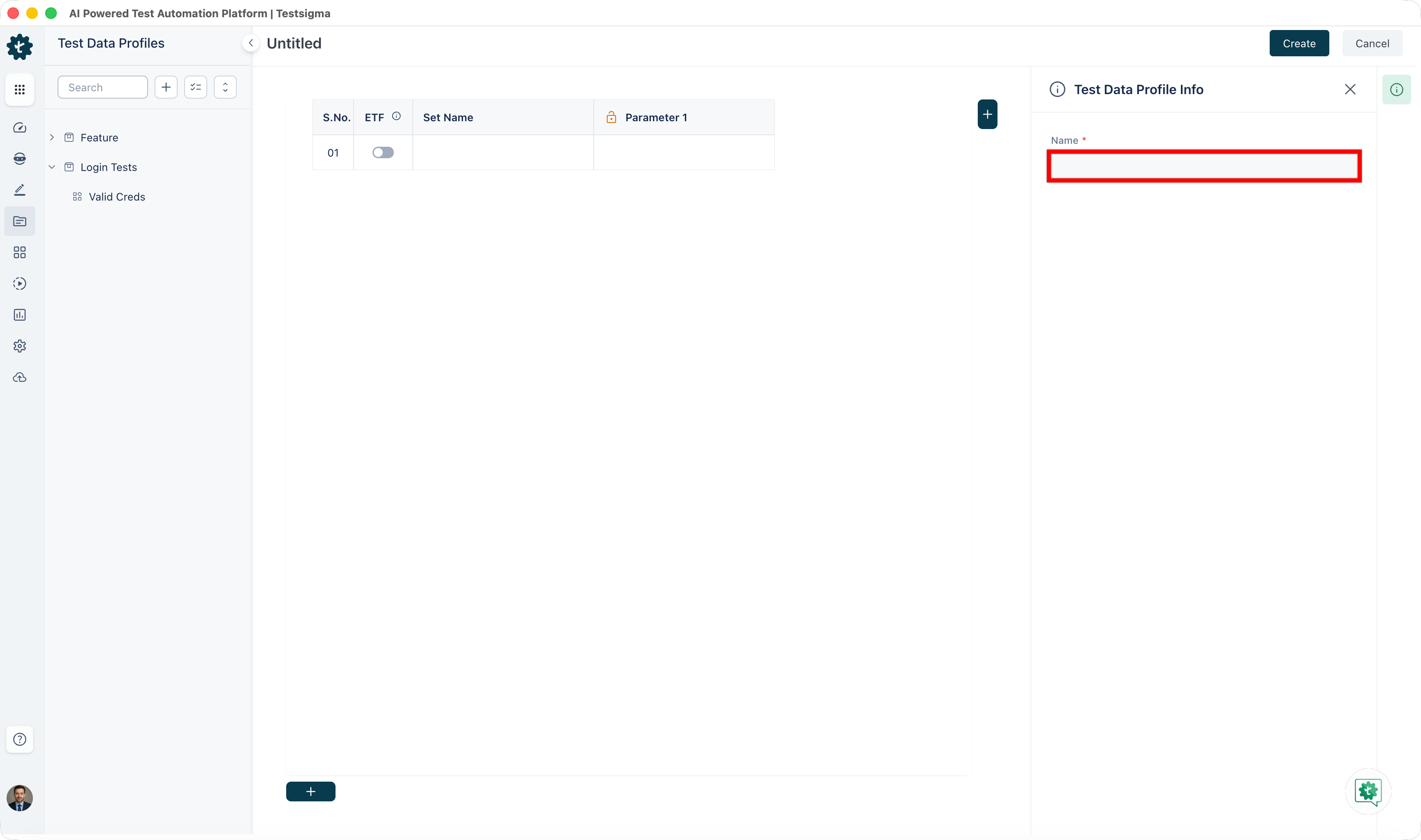enter title for test data profile