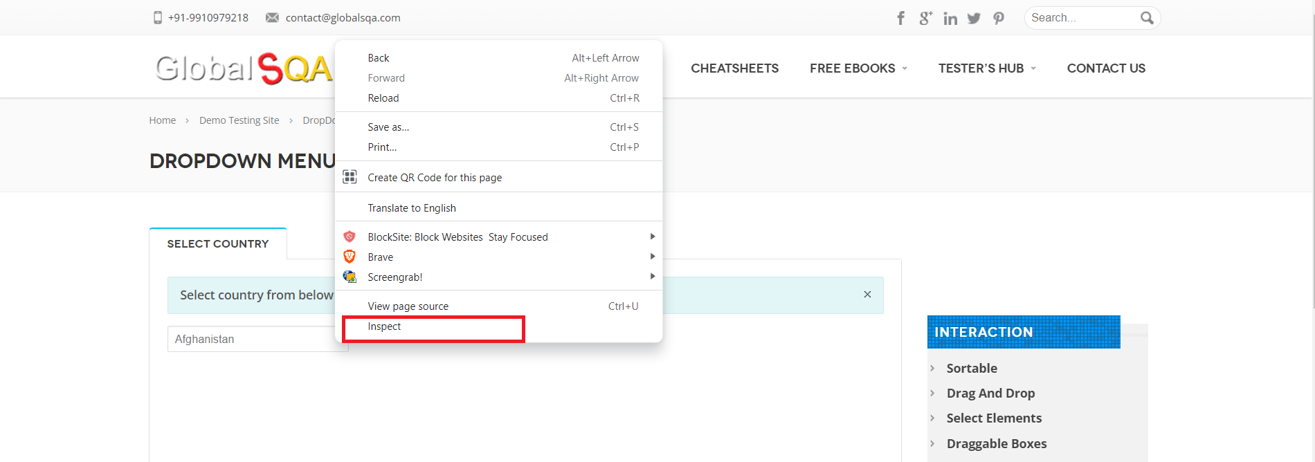 inspect element