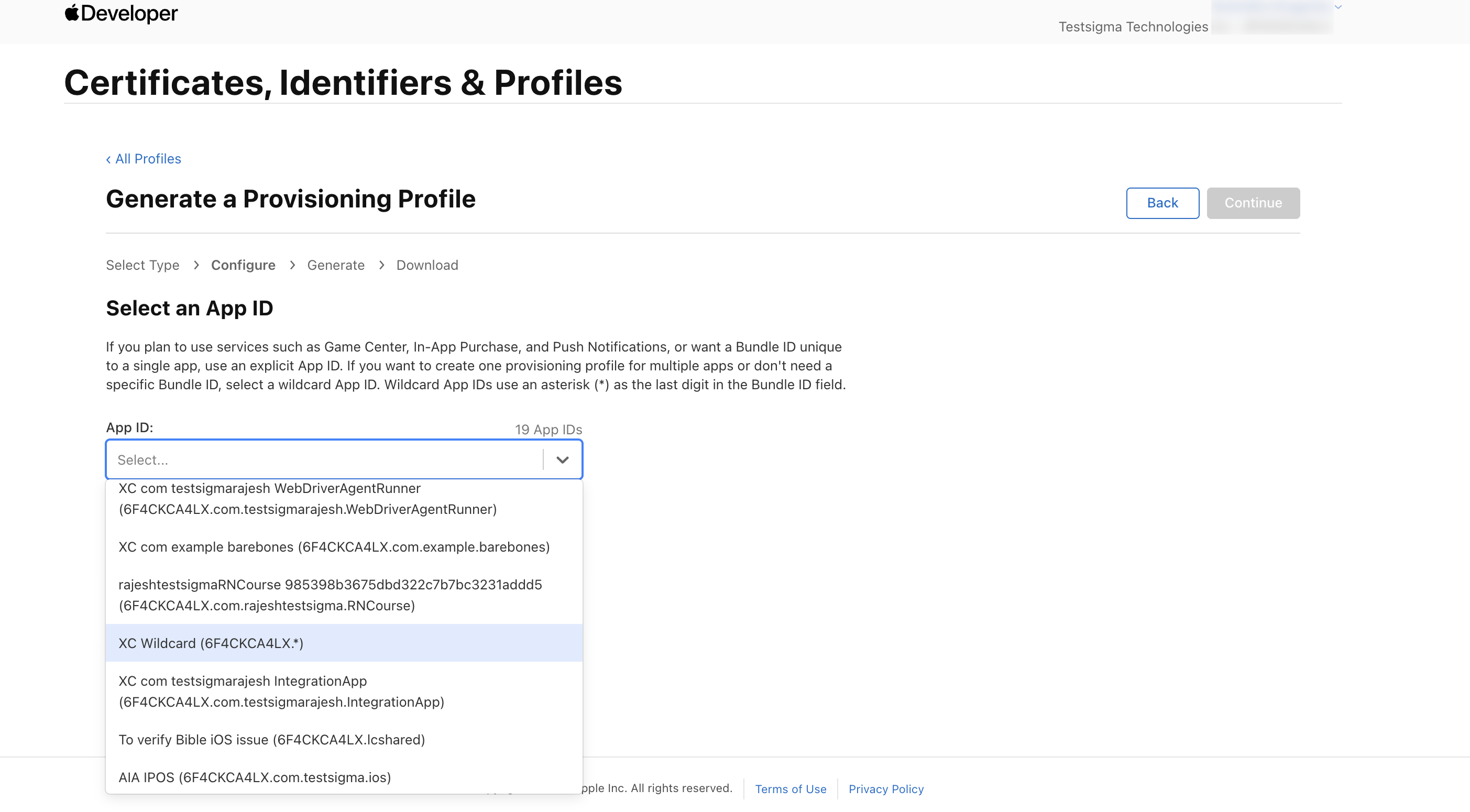 Select App ID from Profiles