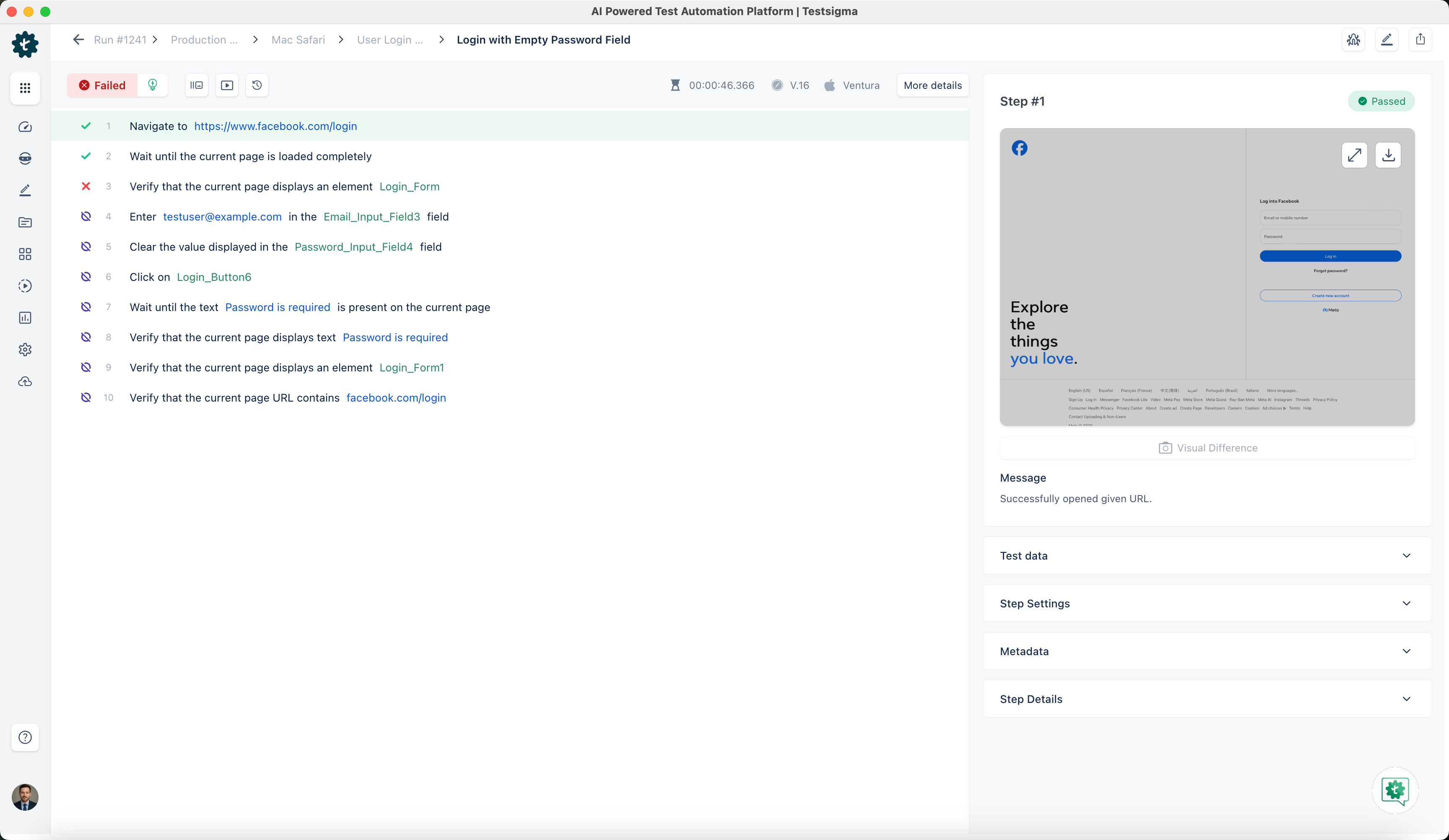 Test Case Report