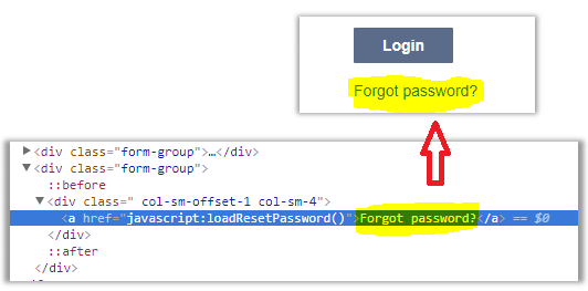 Text content inside link element