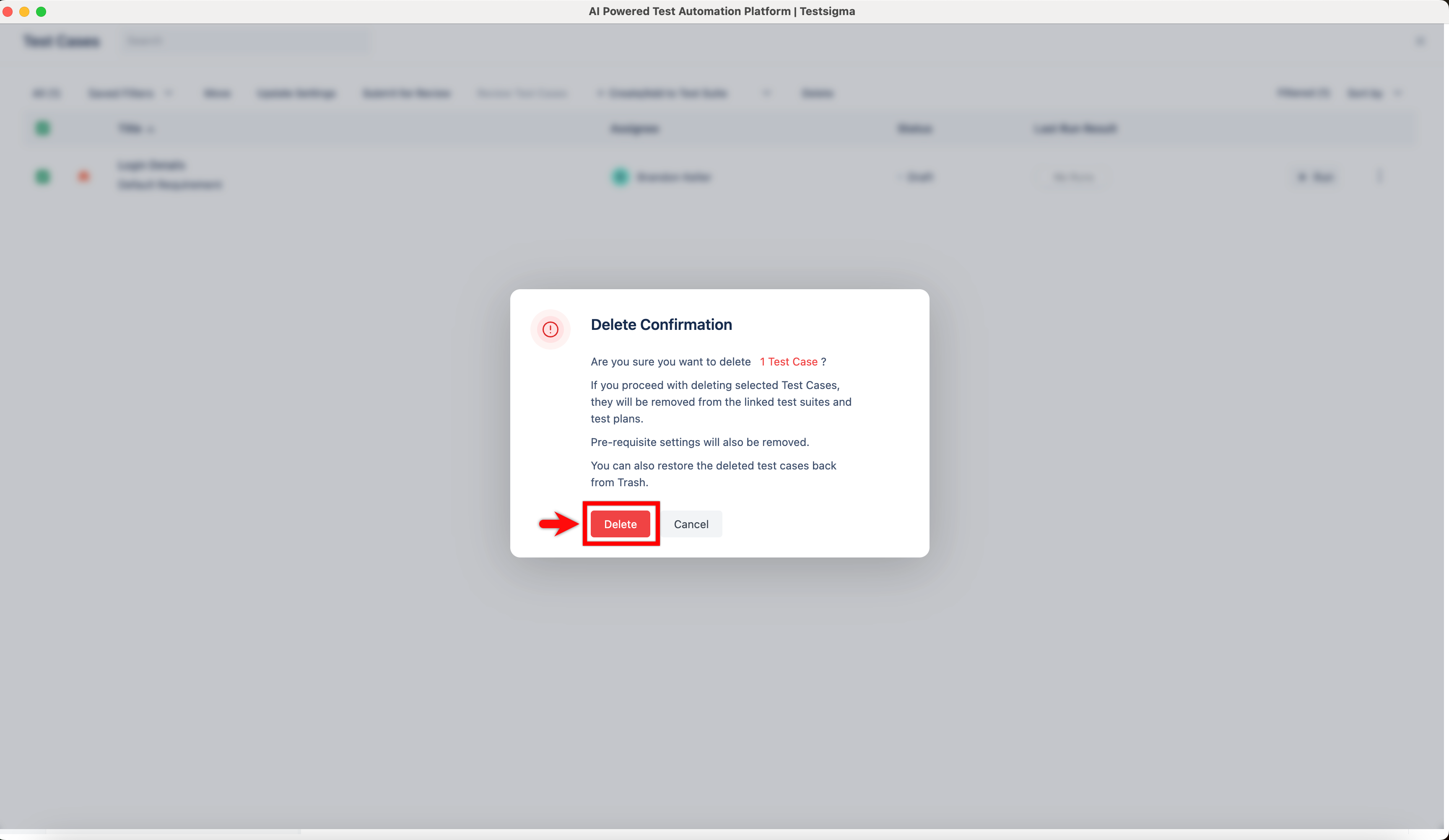 Delete confirmation