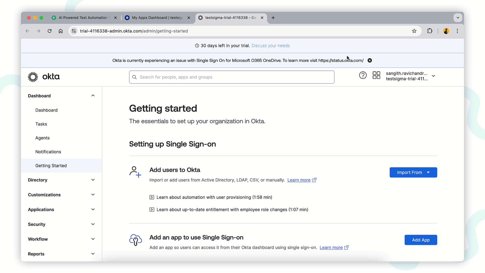 general okta settings