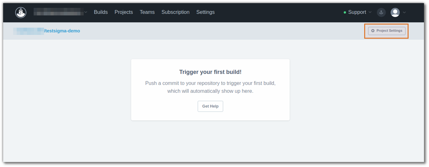 project settings in codeship CI