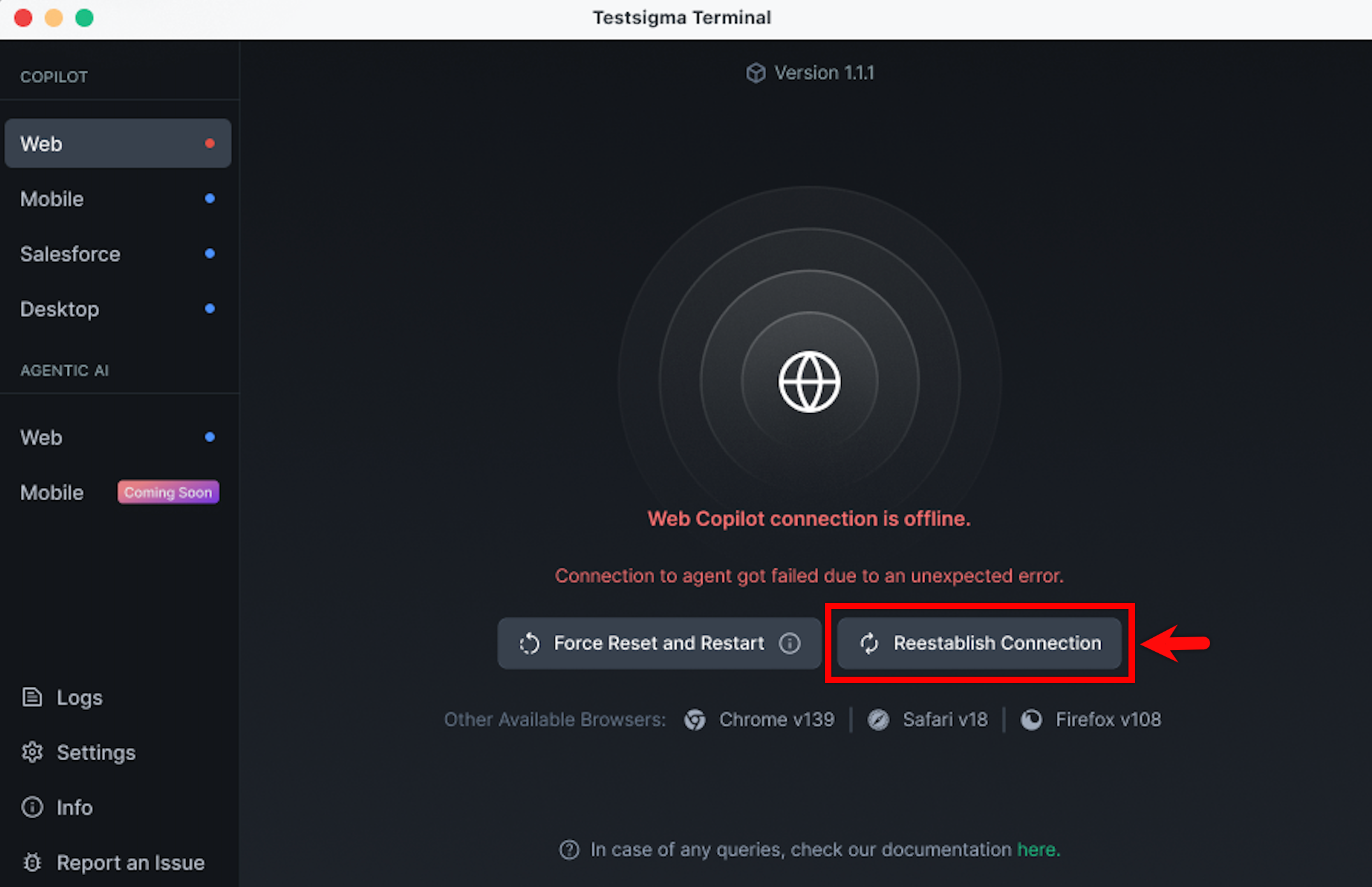 Reestablish connection