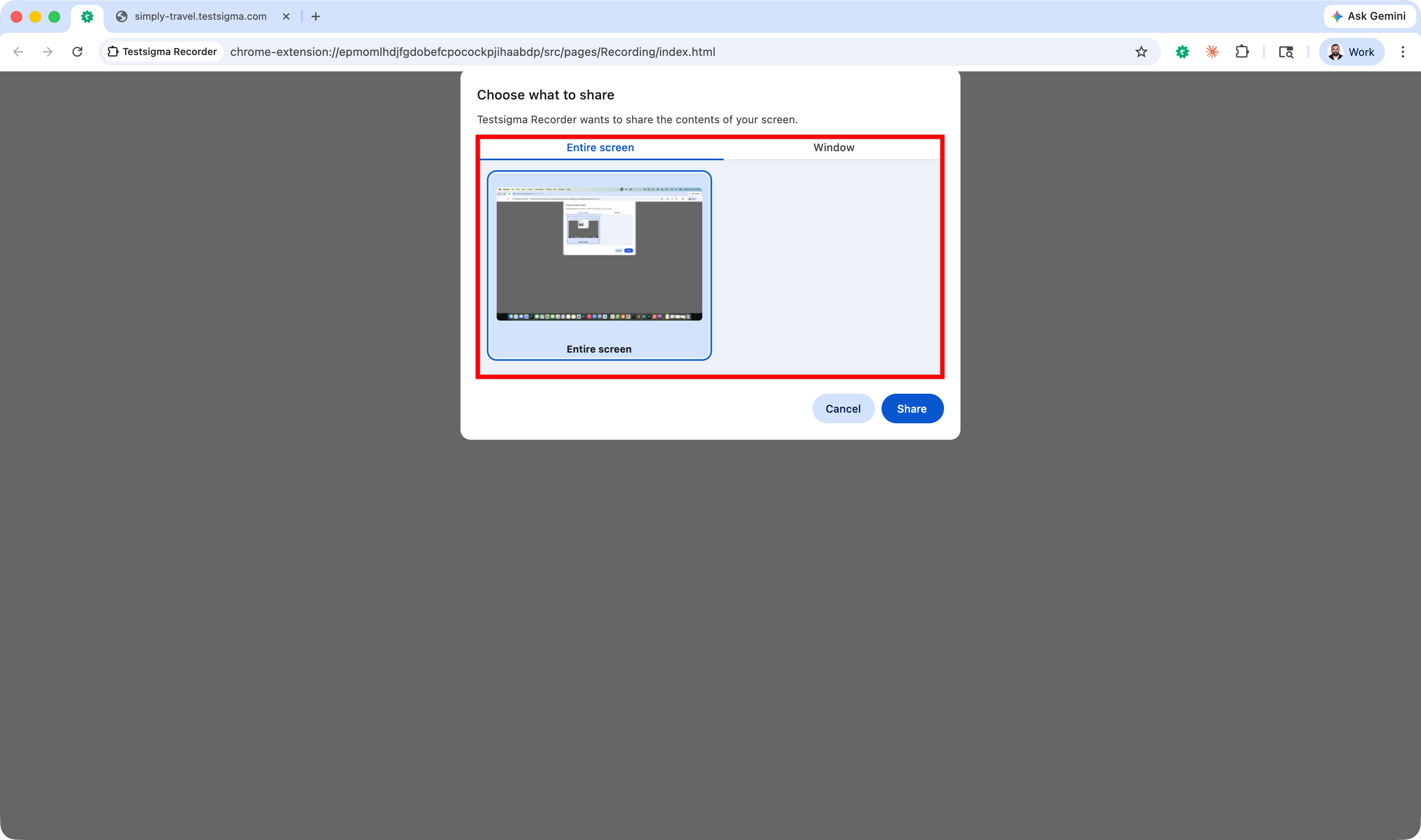 Screen Type Selection