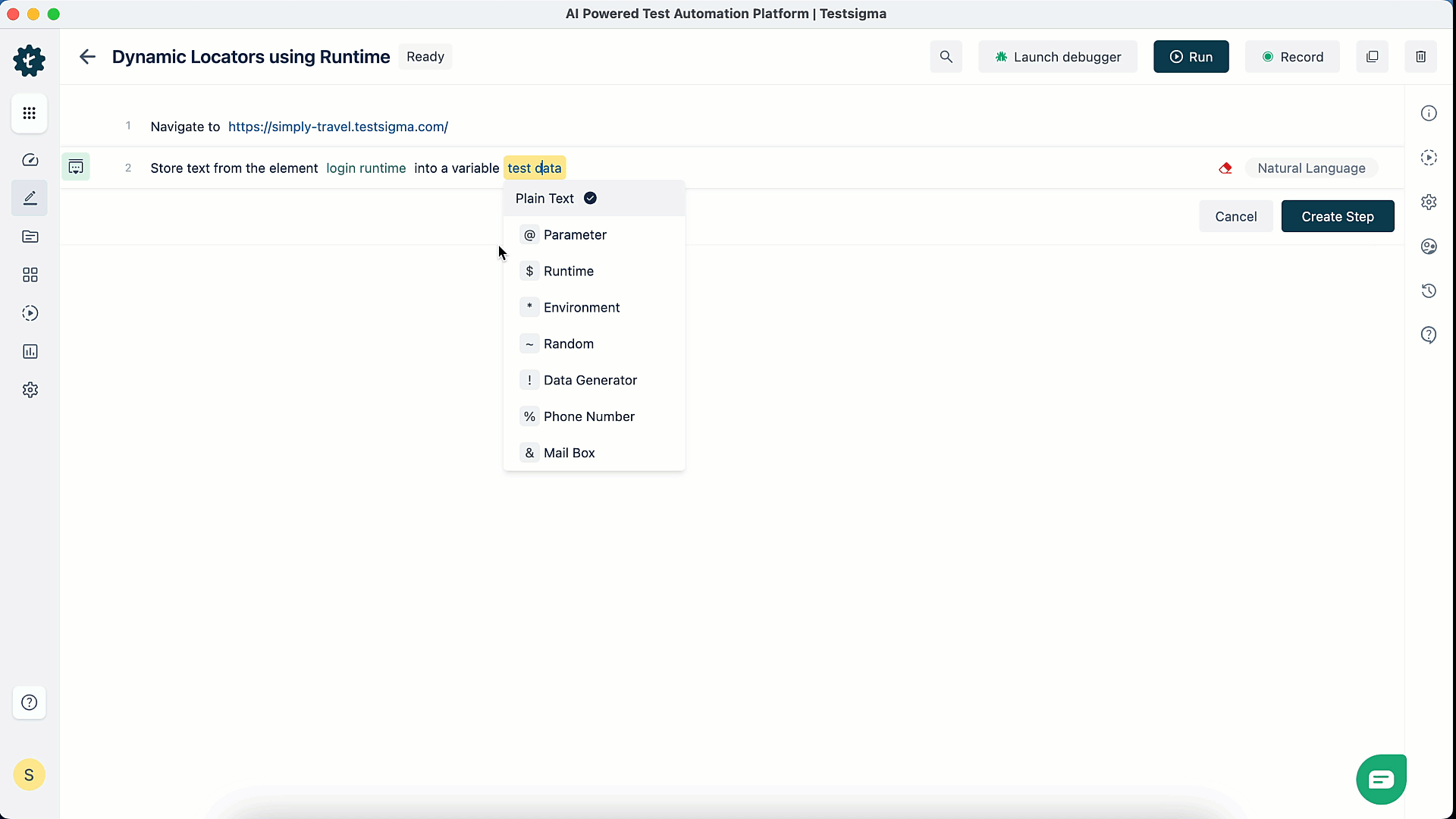 Store Element in Runtime