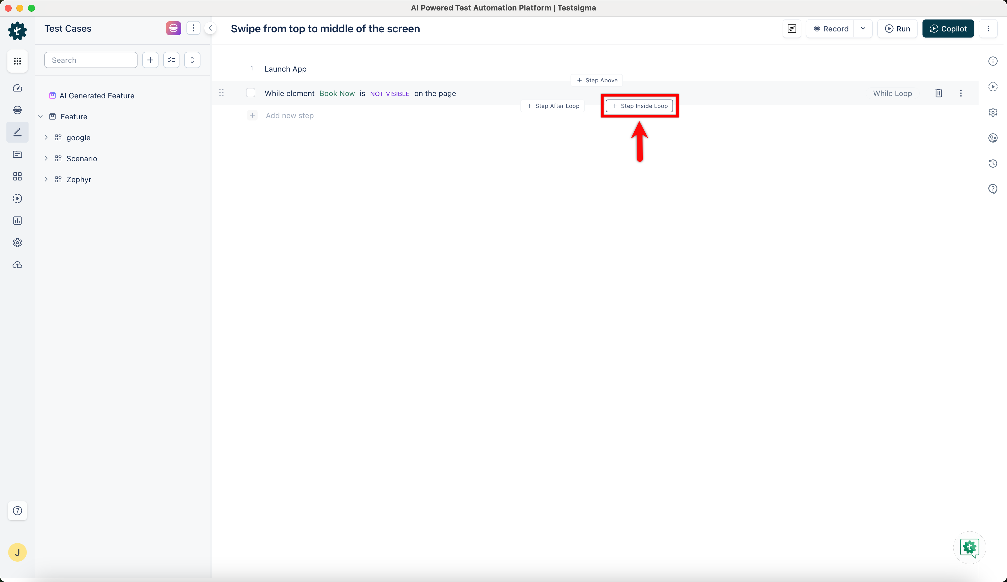 Srep Inside Loop