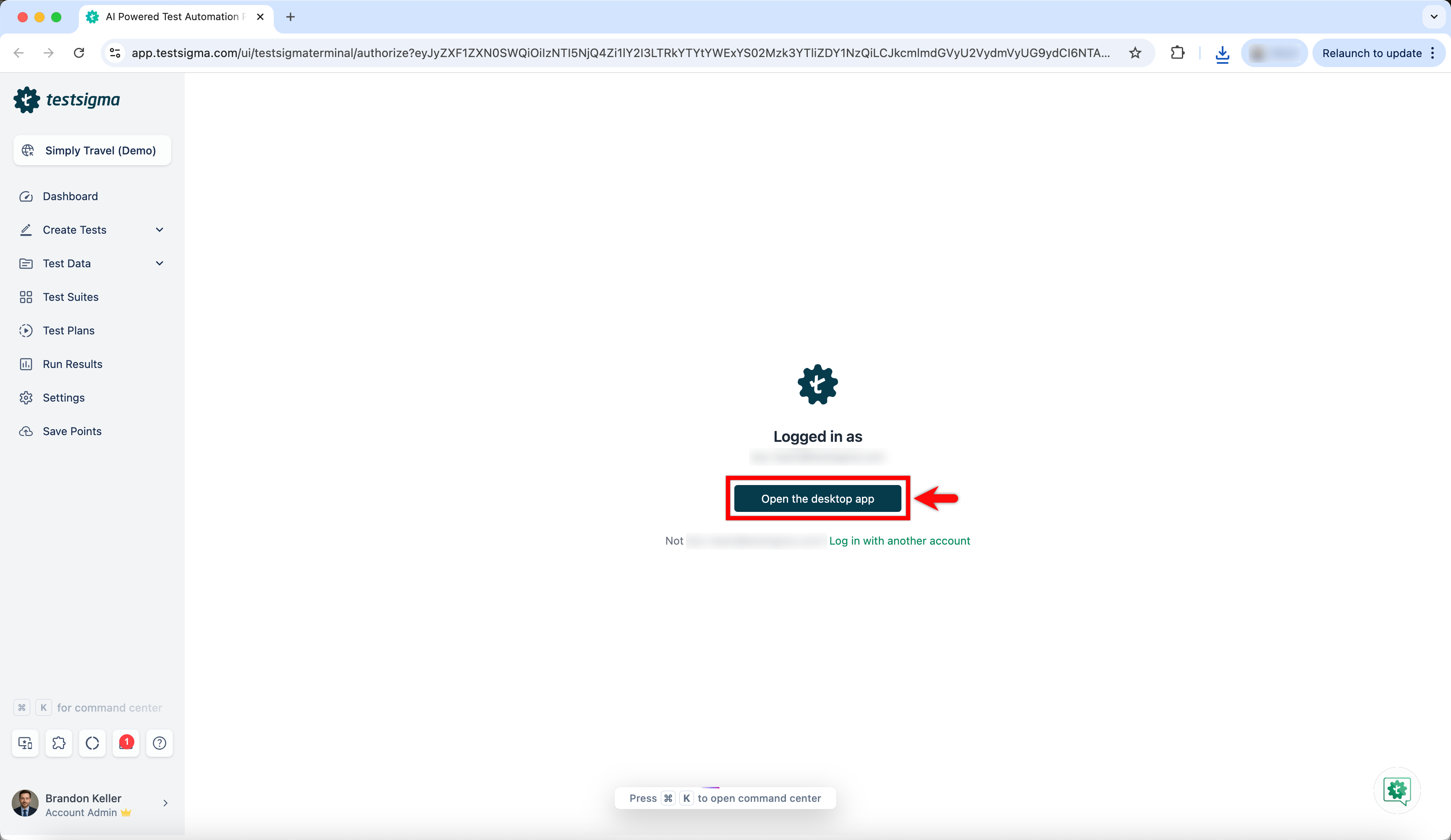 Open the desktop App