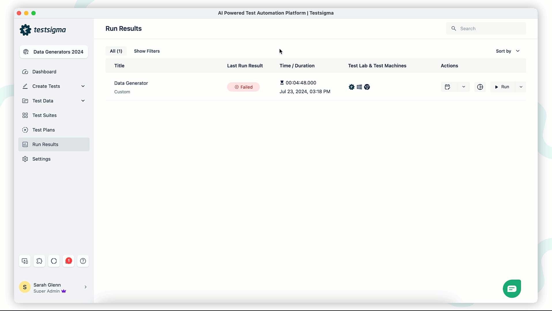 retrieving runid for test plan level