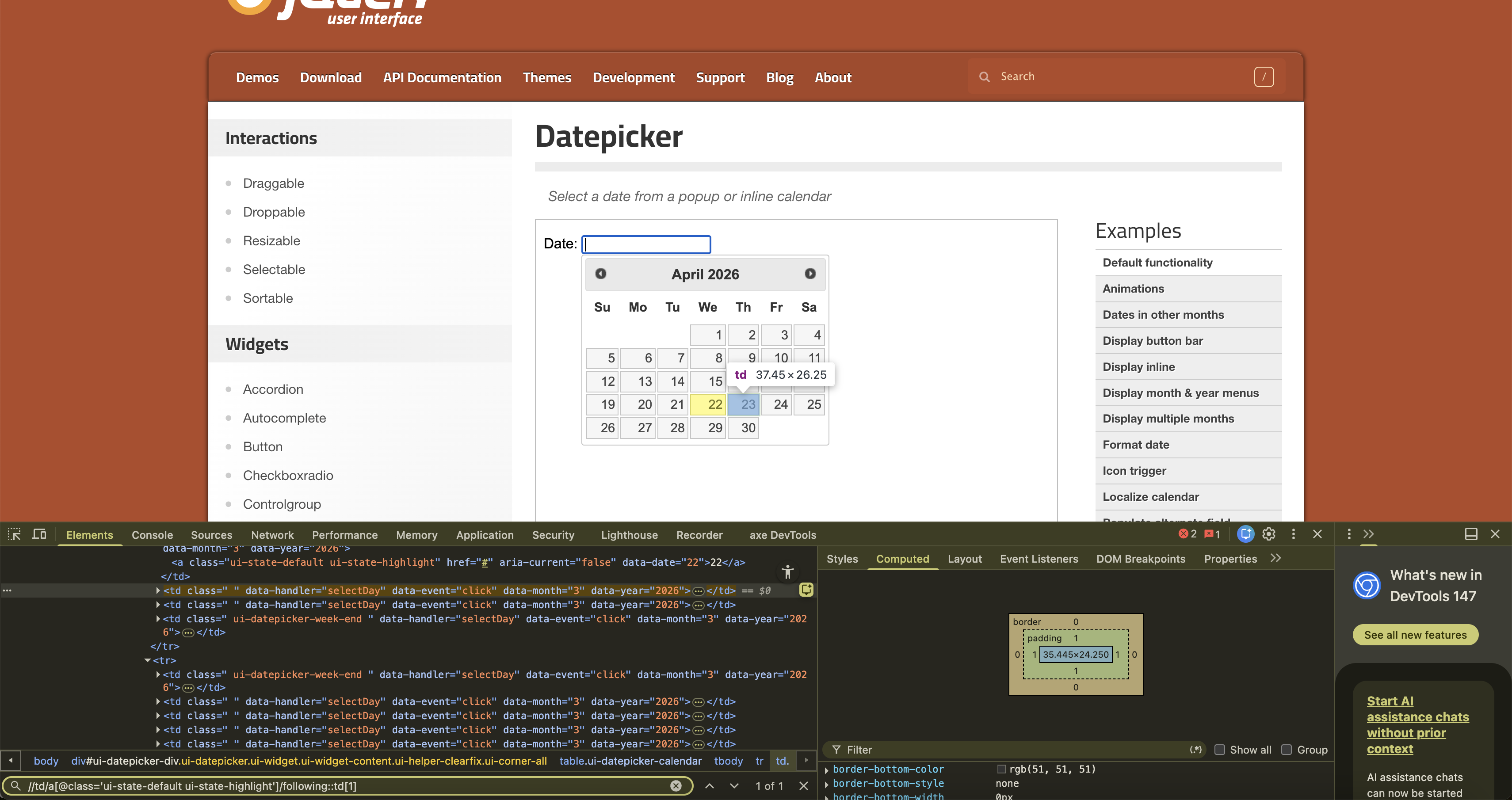 Date Picker - Tomorrow
