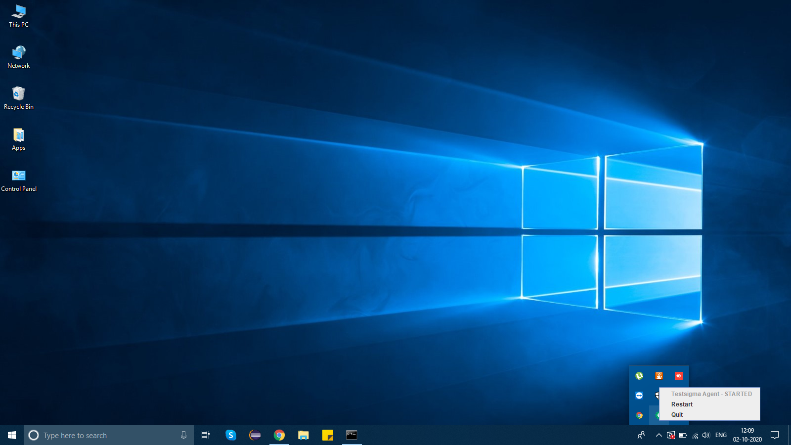 Testsigma Agent windows System Tray icon