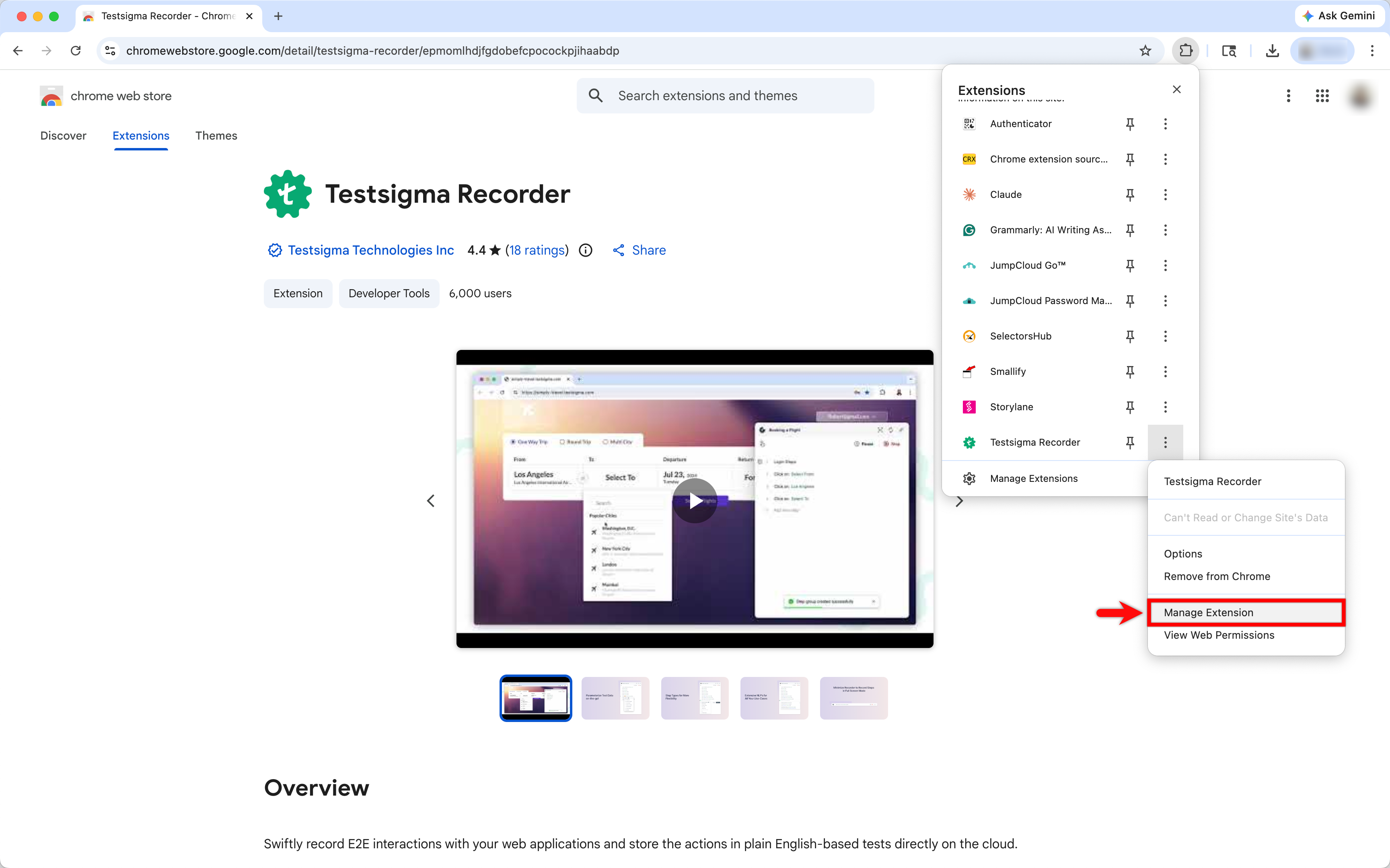 Manage Extension
