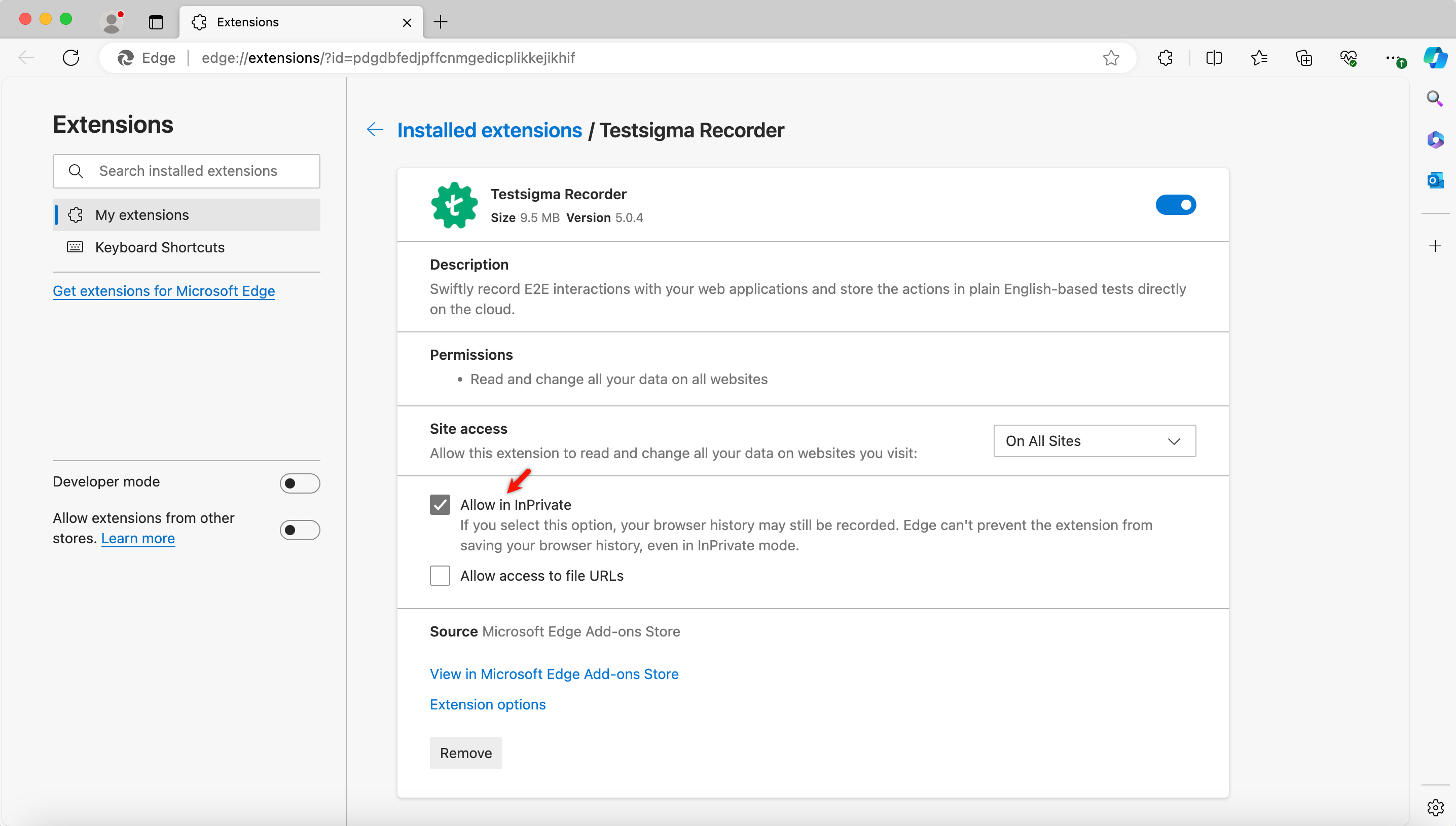 Enable InPrivate