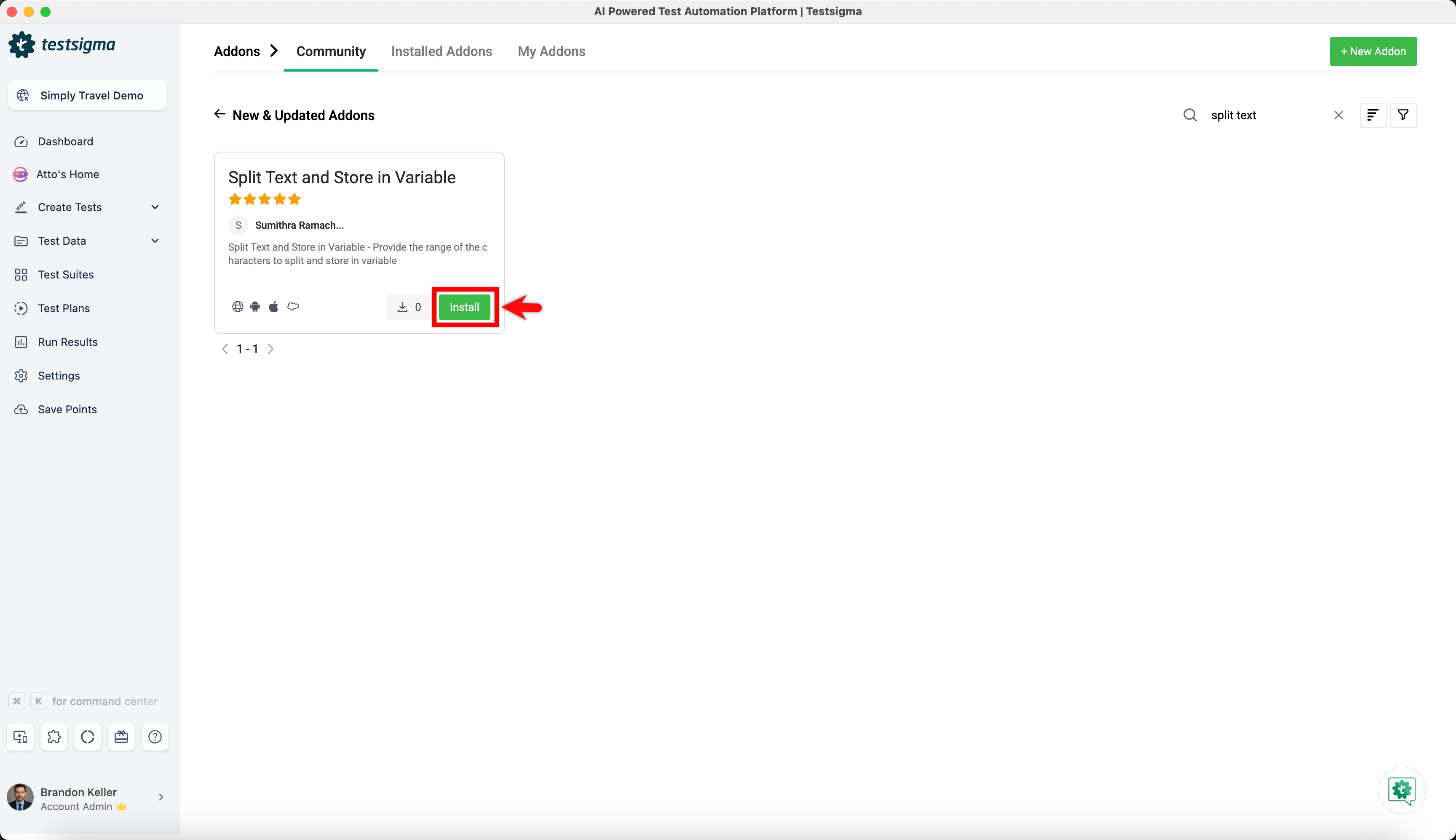 installing community addon