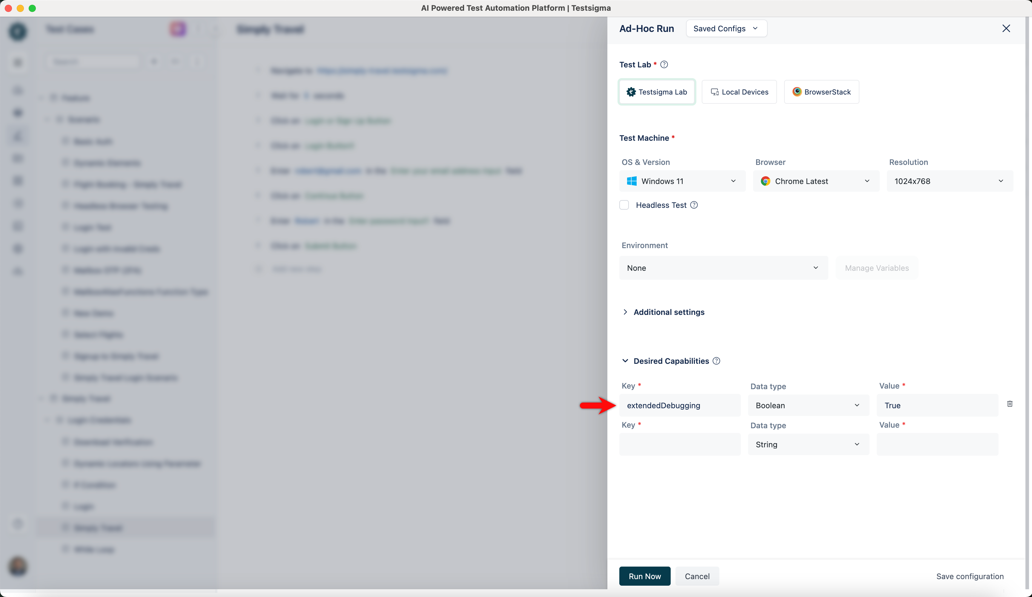 Console for Ad-hoc run