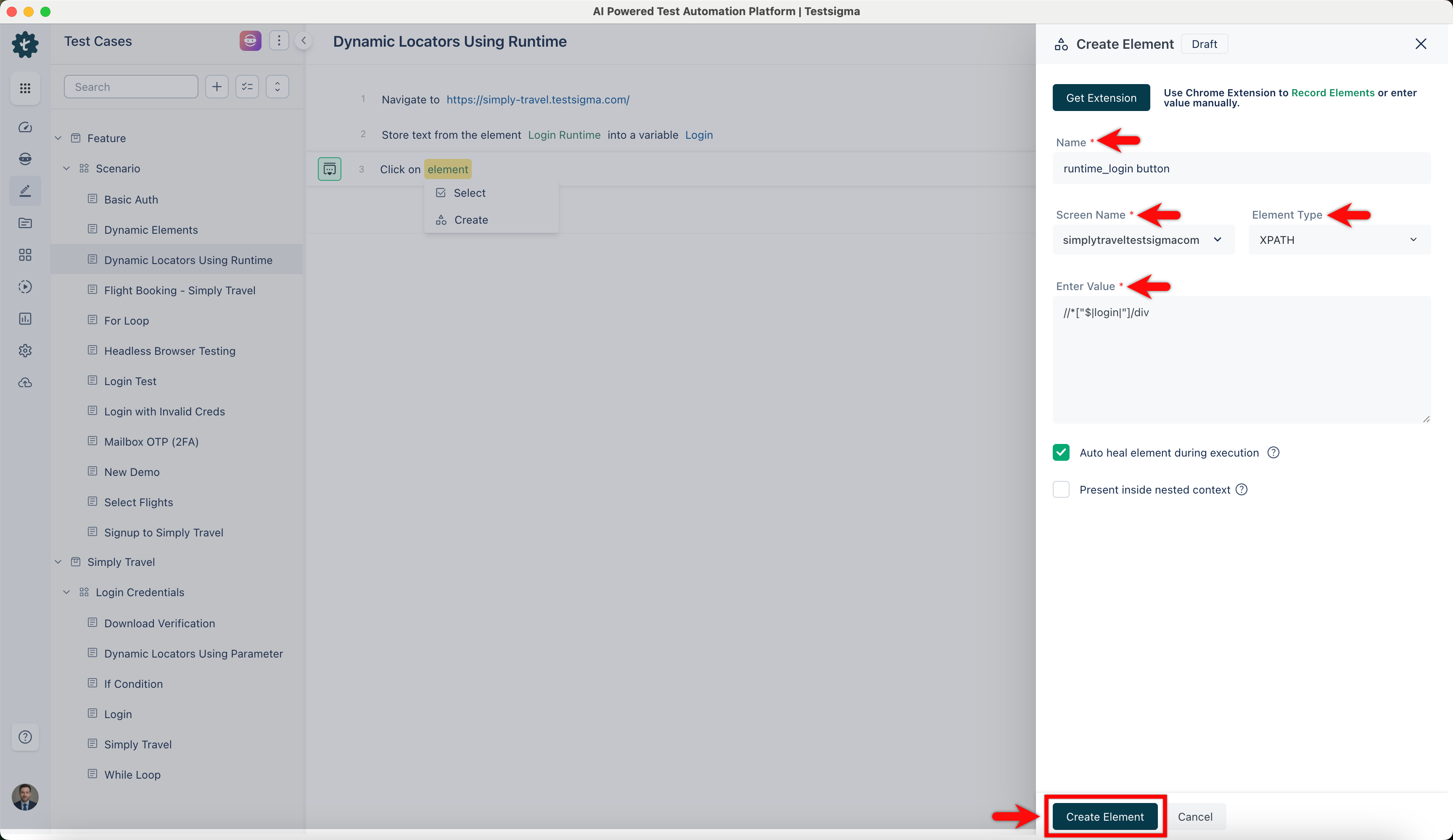create_element using runtime