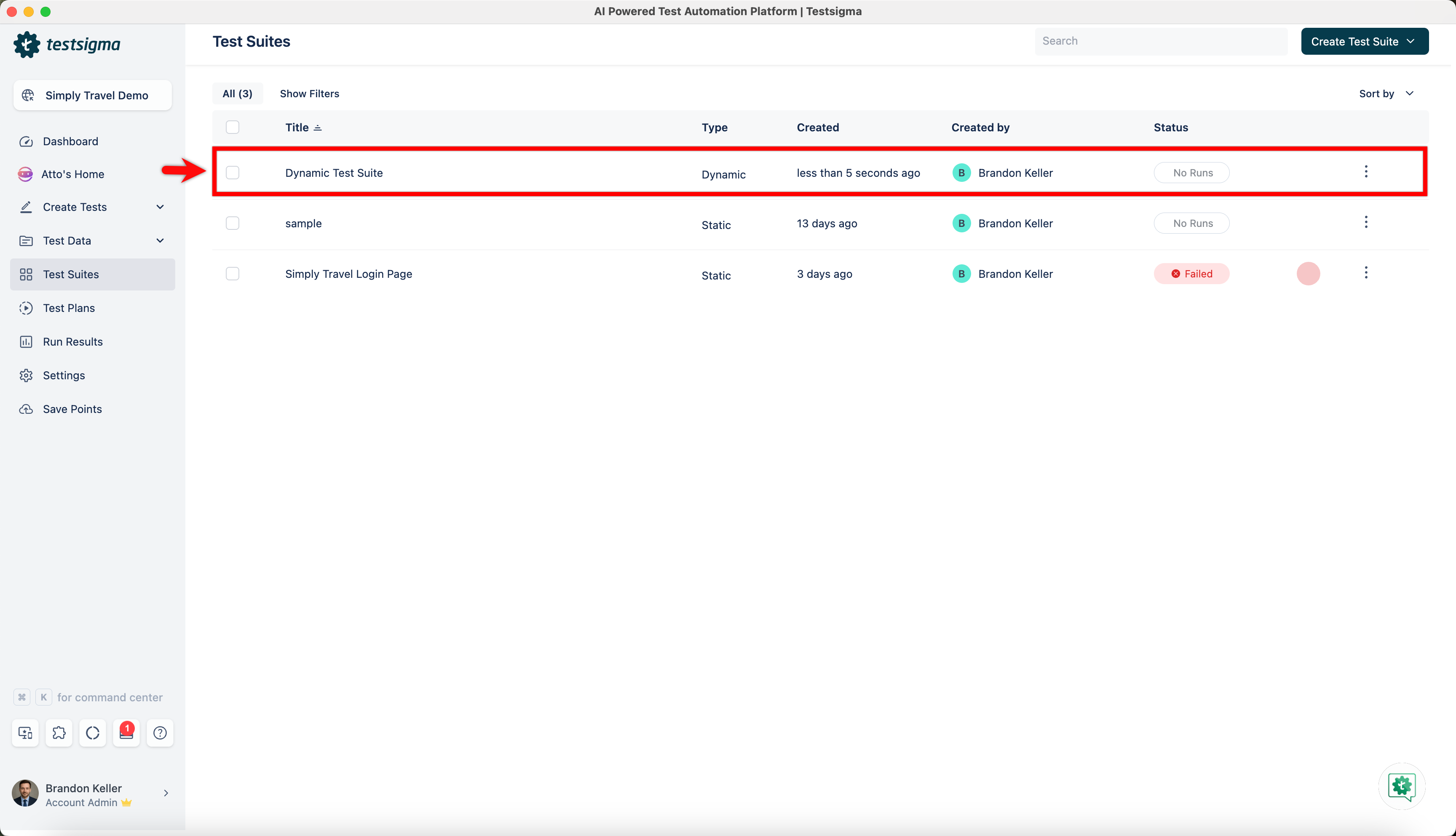 Edit Dynamic Test Suite 2