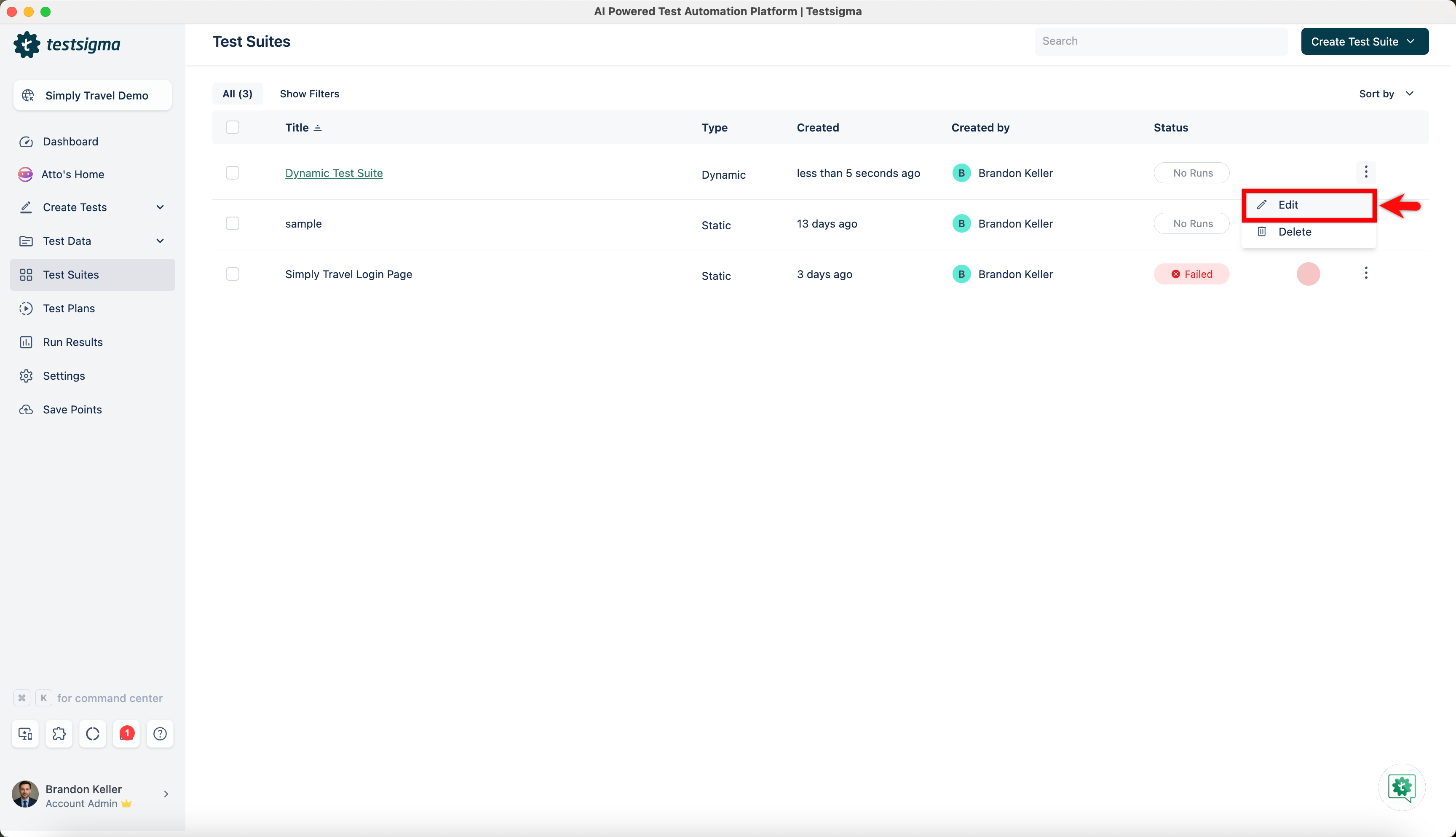 Edit Dynamic Test Suite 3