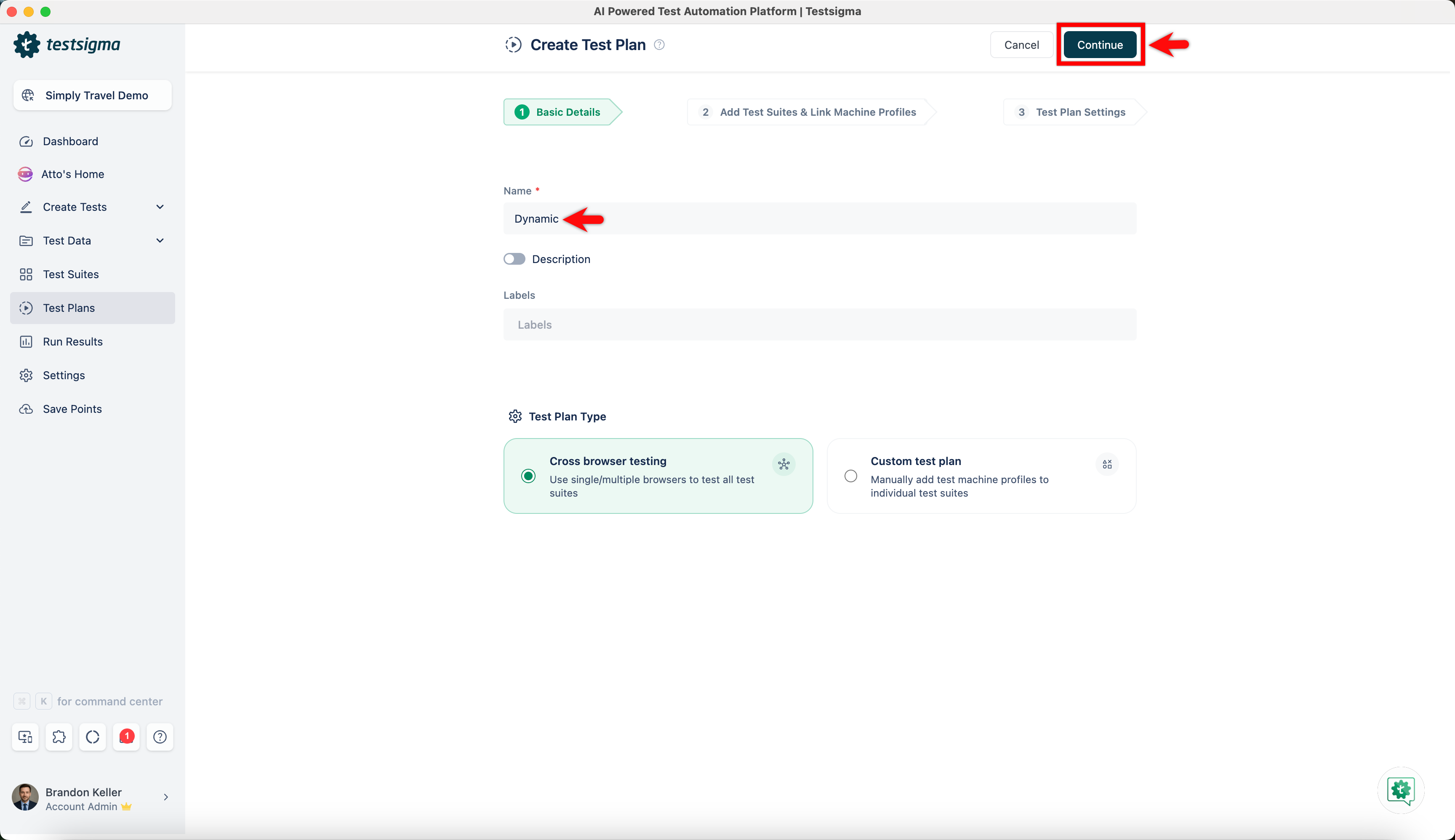 Test Suites to test plan 3