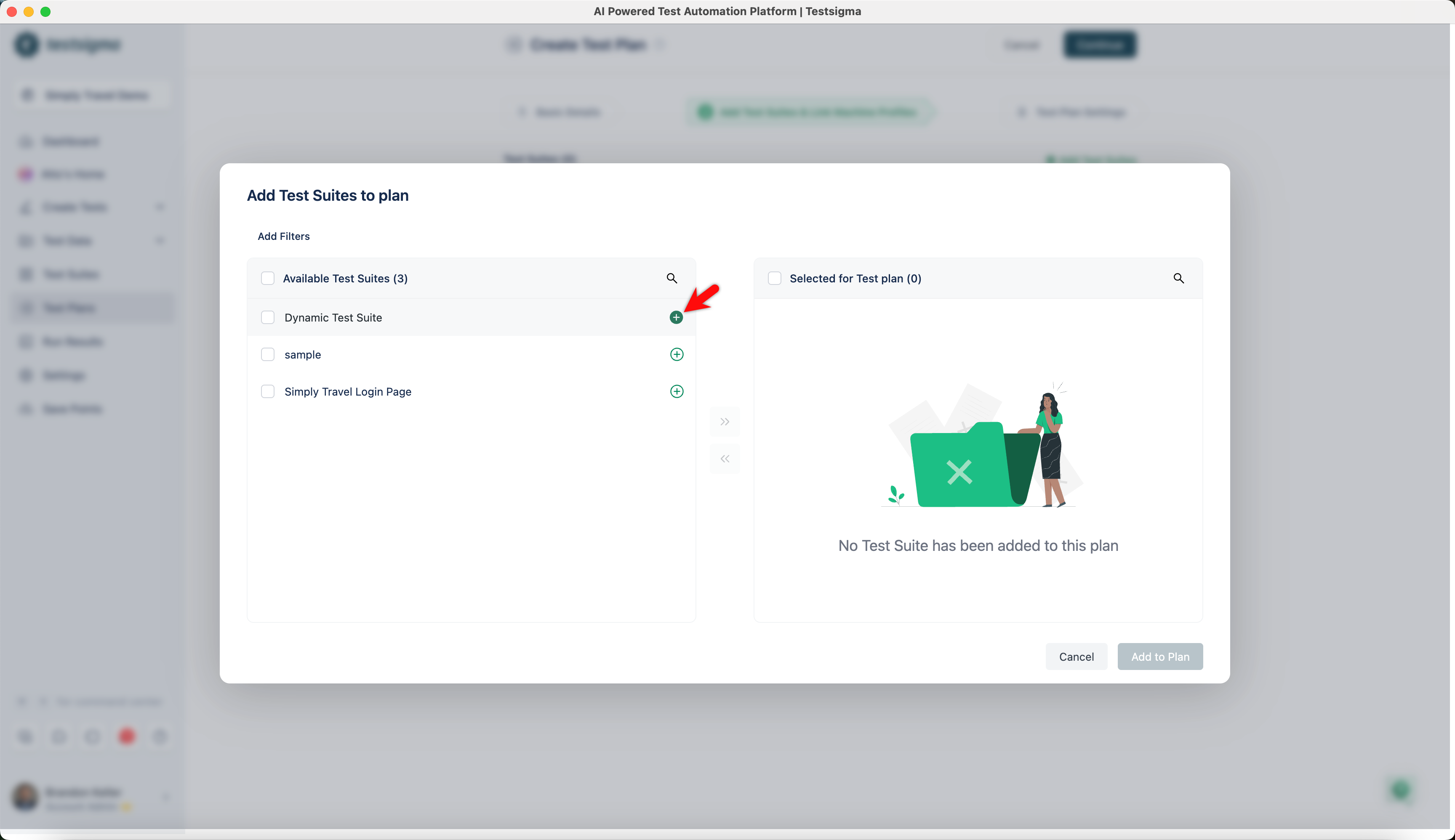 Test suites to test plan 5