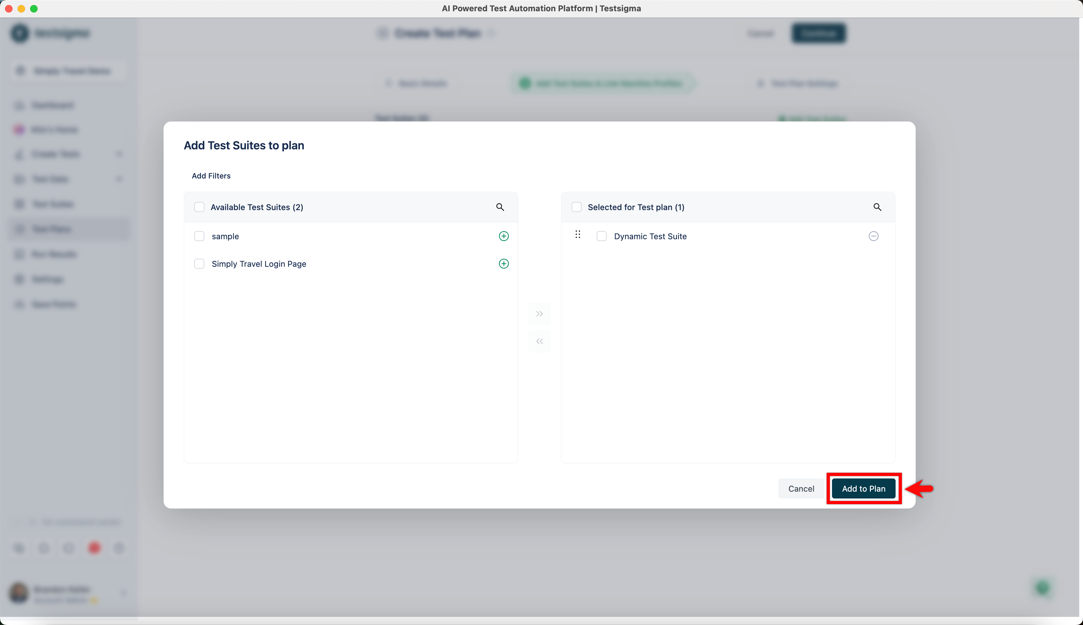 Test suites to test plan 6