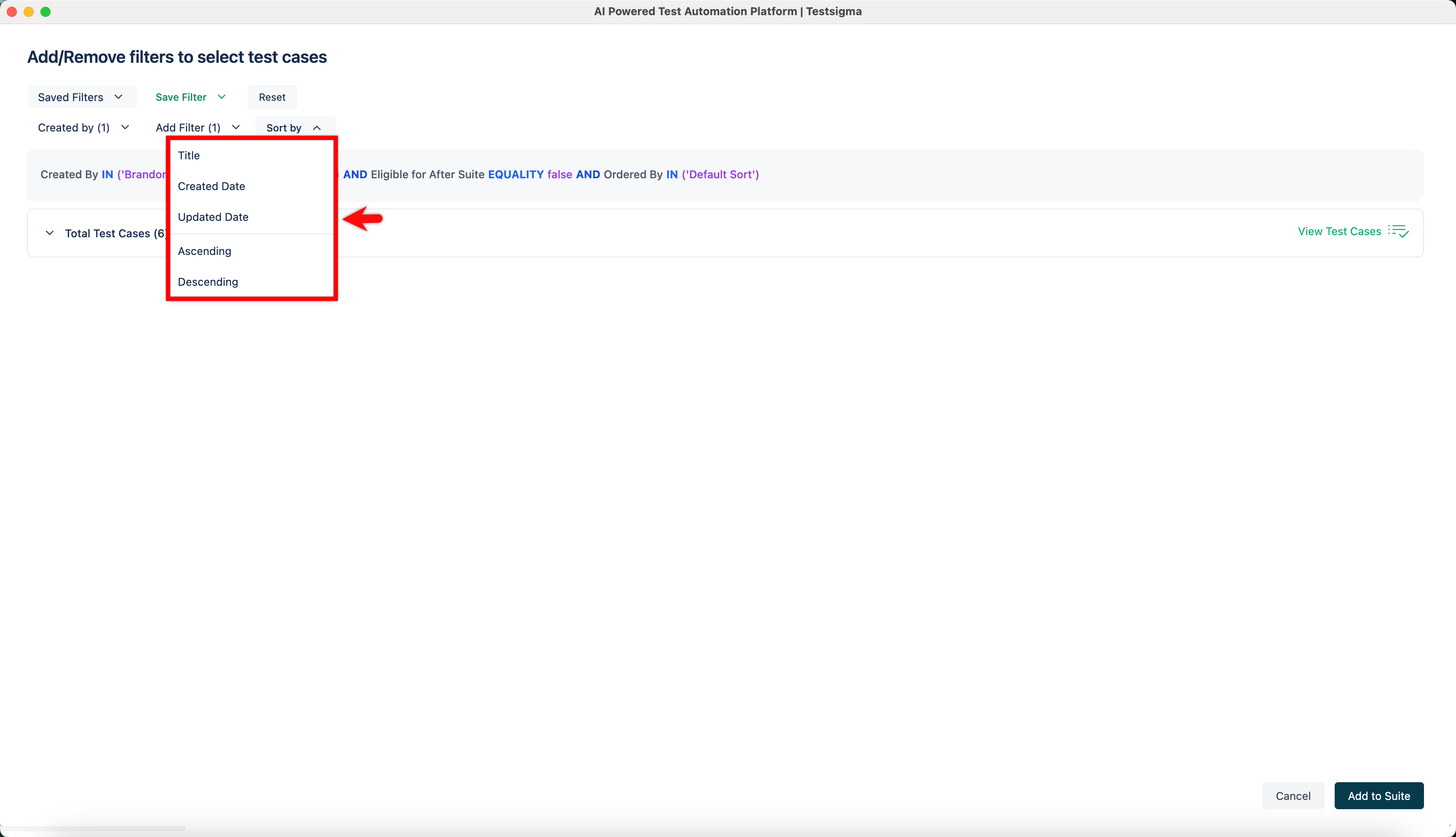 Create Dynamic Test Suite 6