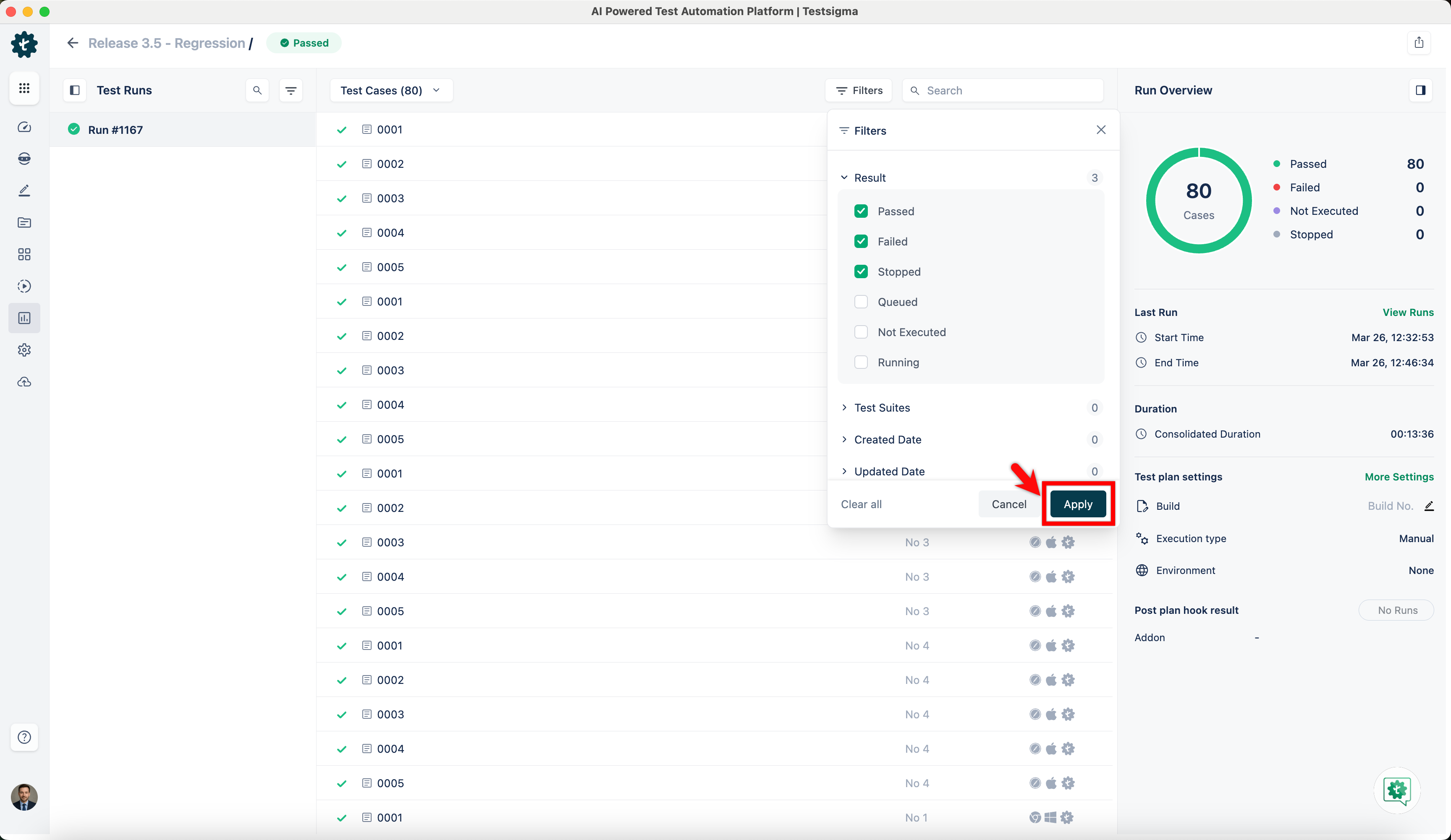 Apply Filters to Tests