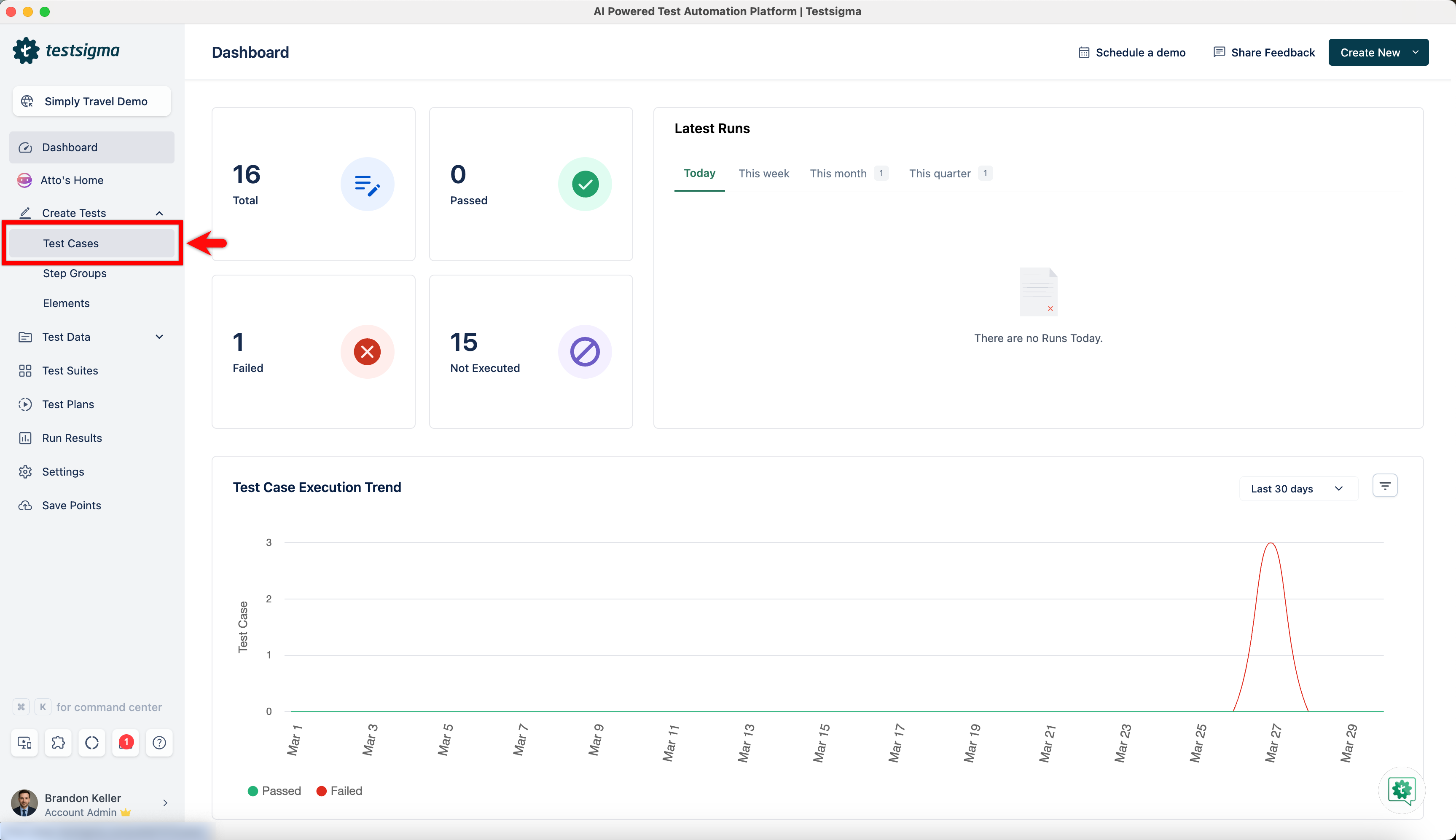 Navigate to Test Cases