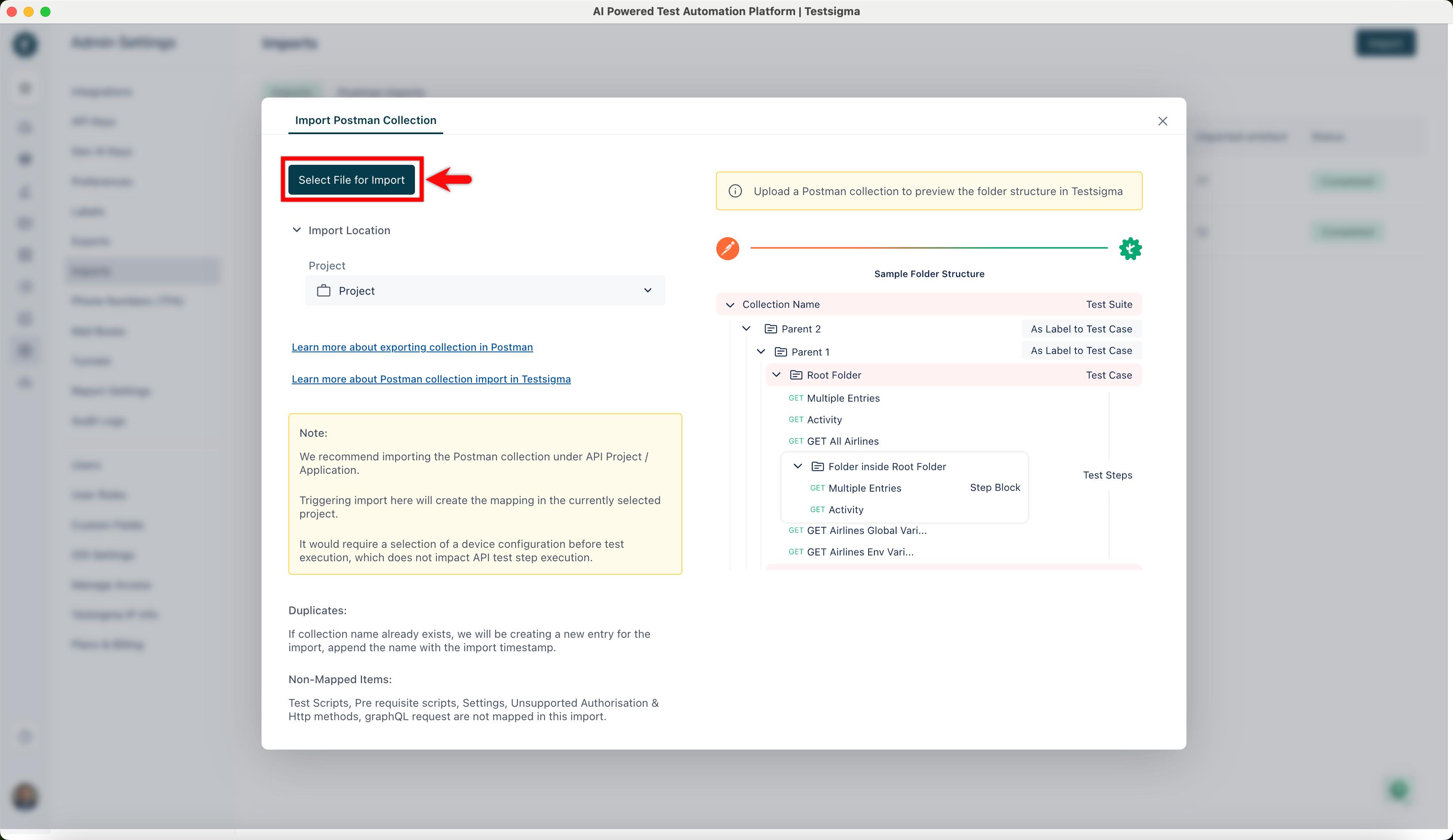 Select File to Import