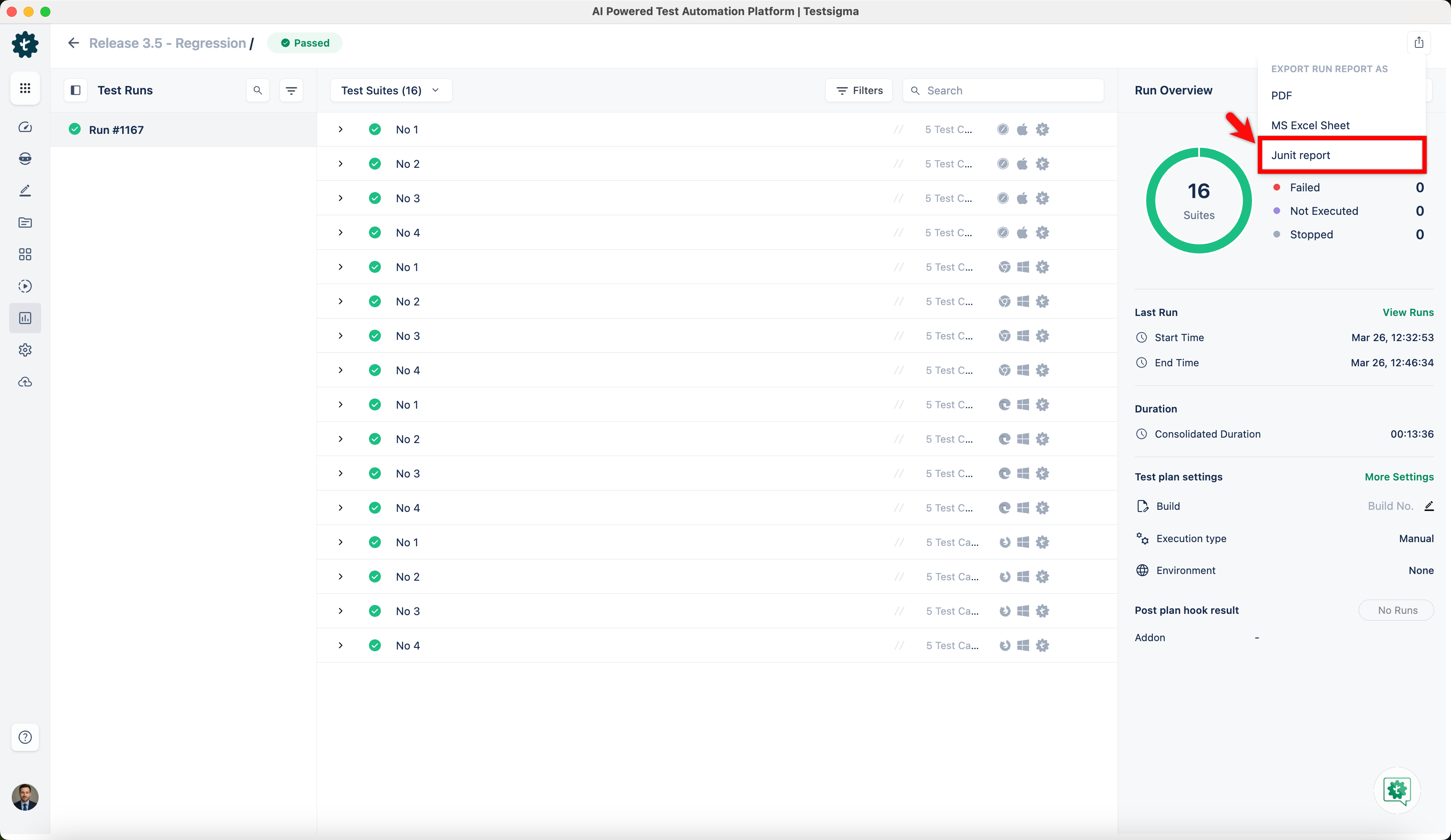 Testsigma Run Results