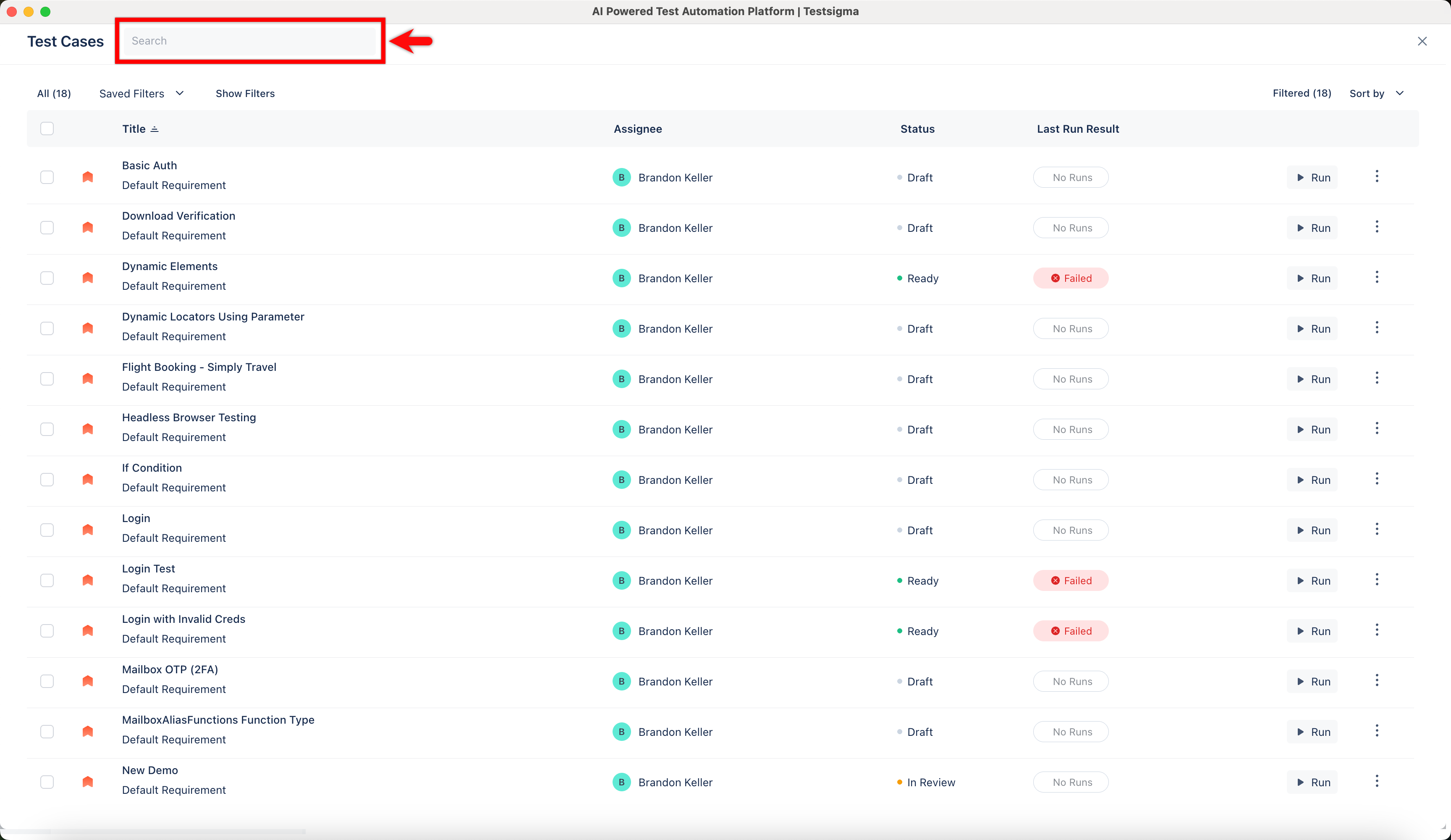 Search-Test-Cases