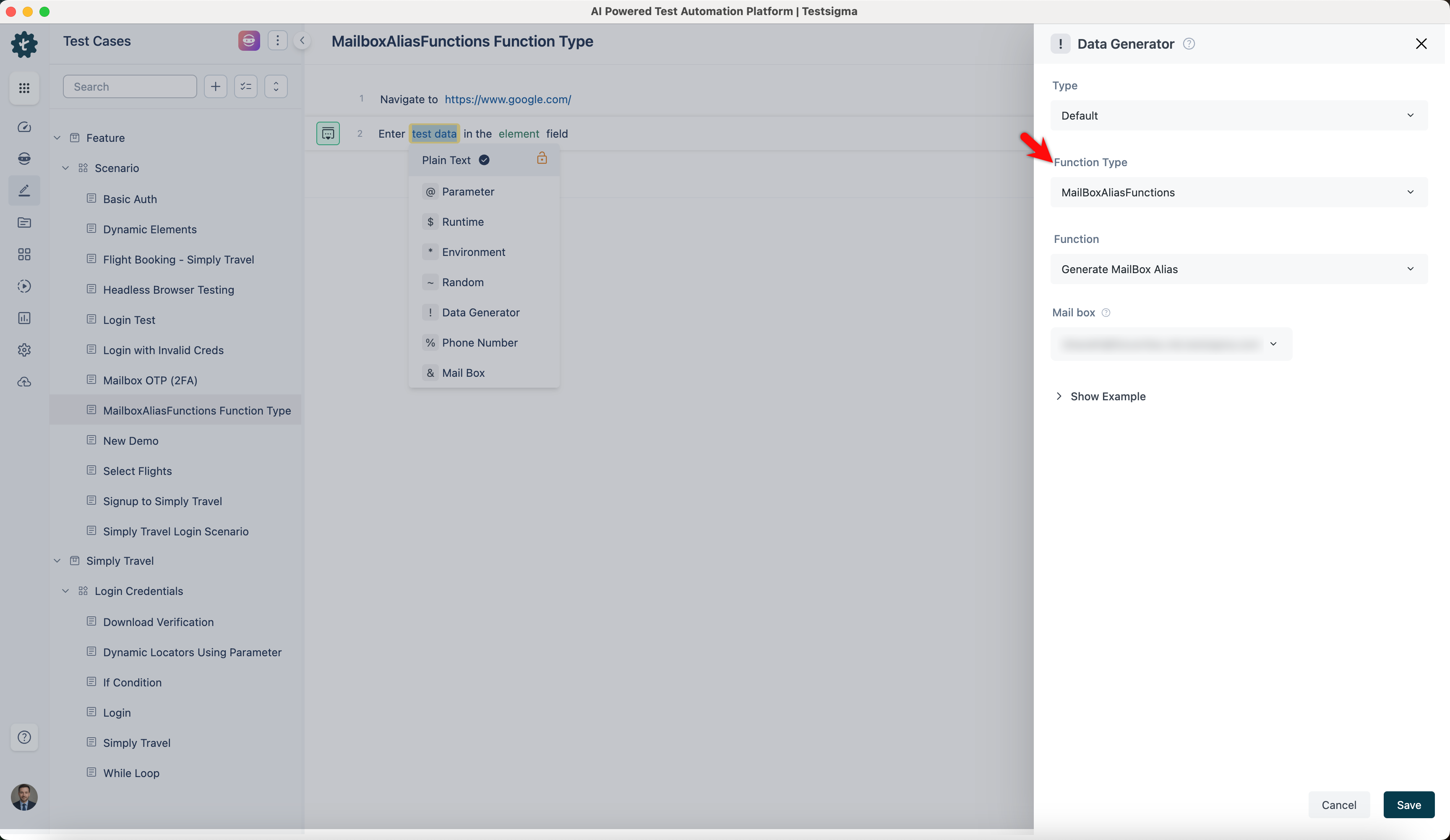 select mailboxaliasfunctions function type from data generators