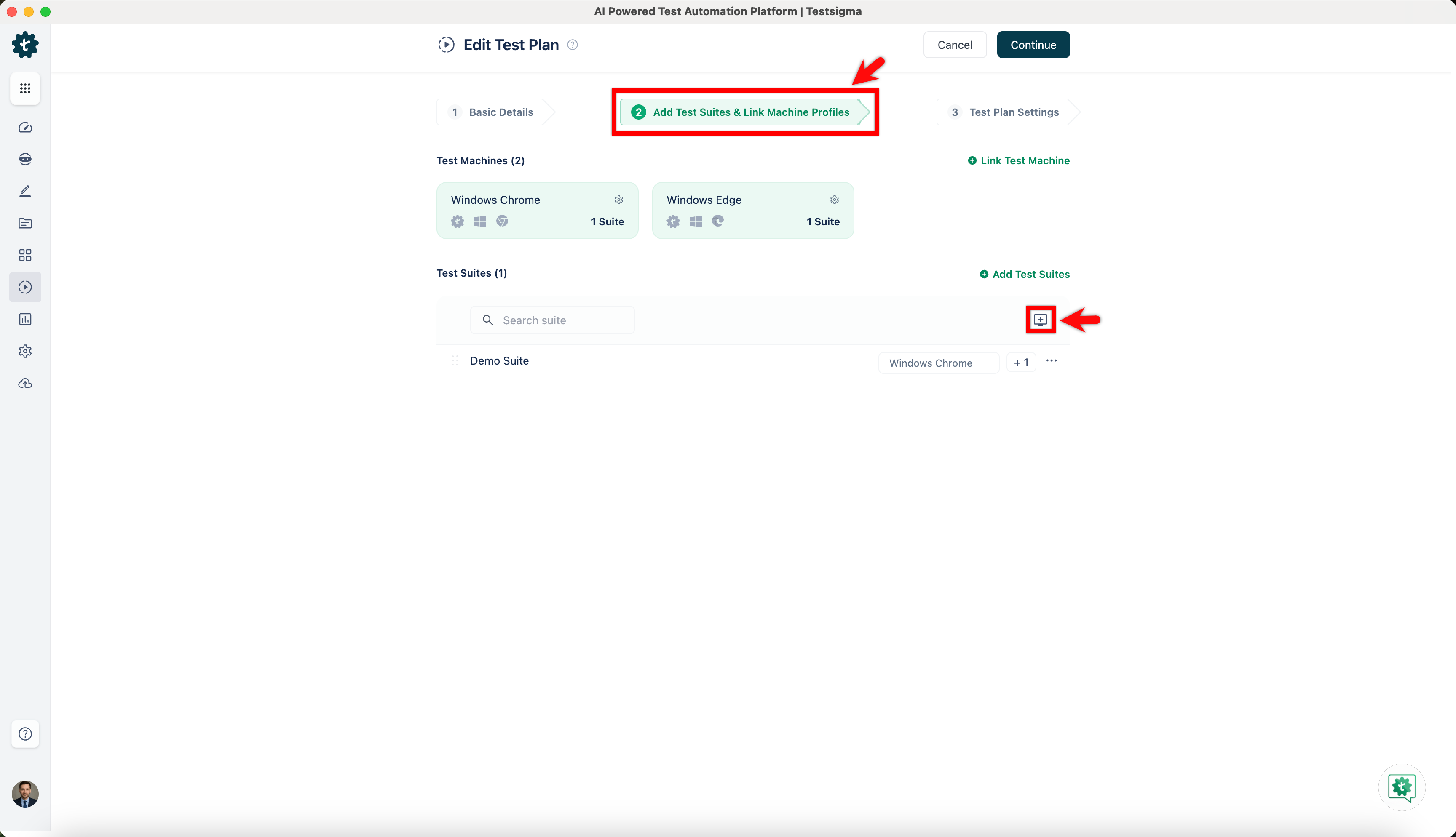 Add Test Suites & Link Machines