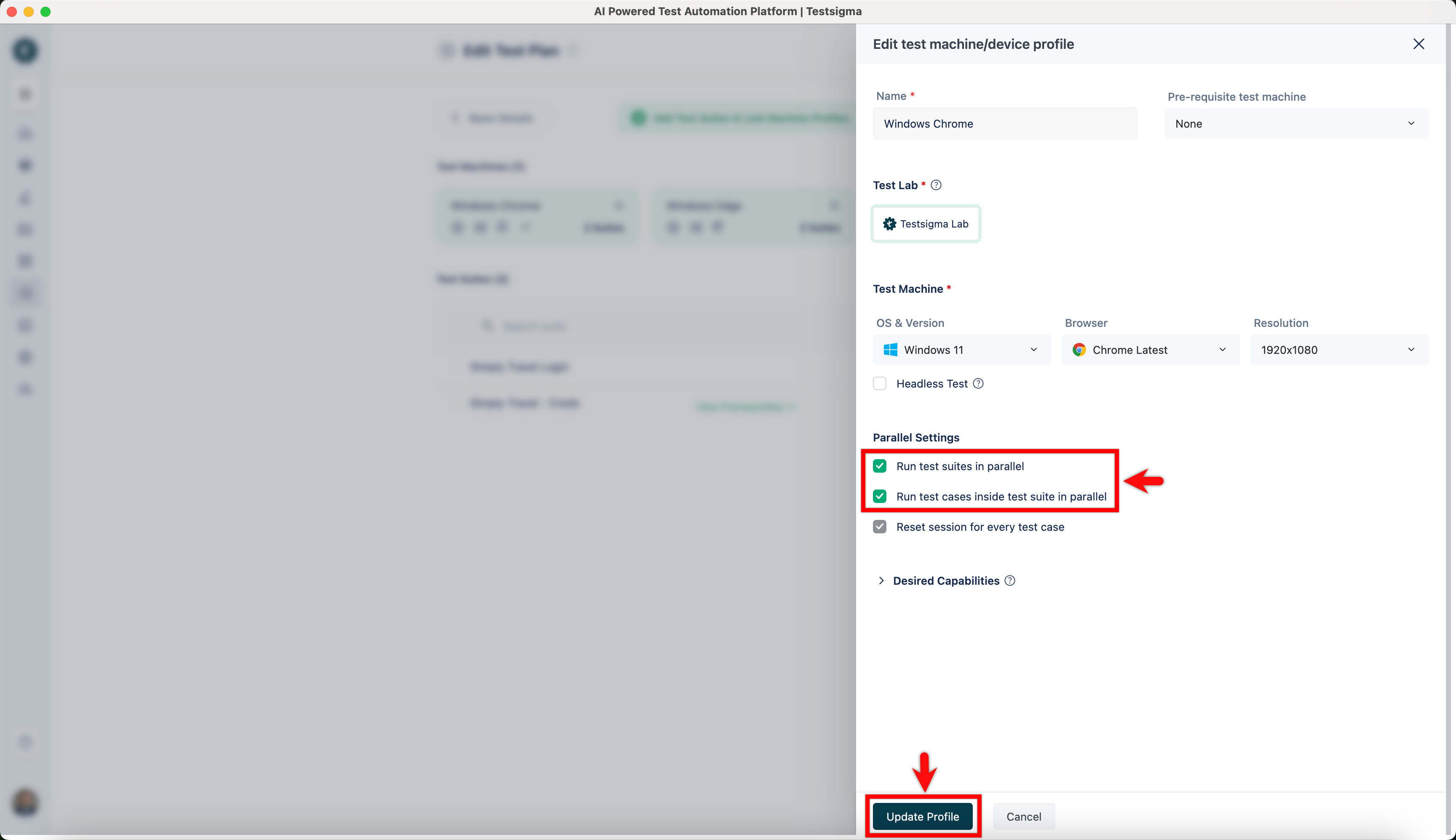 configure parallel test execution