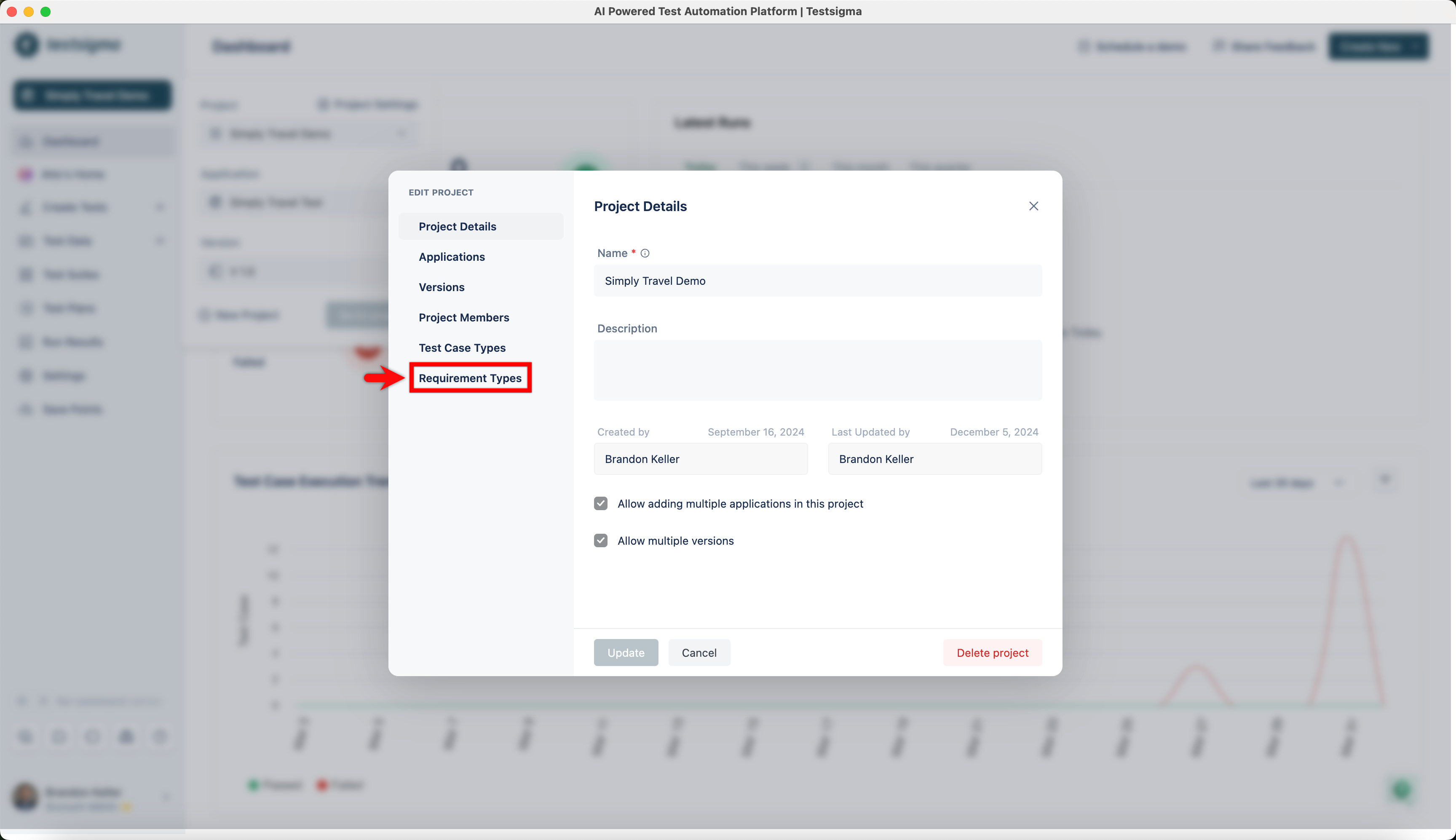 Add New Requirement Type Step 3