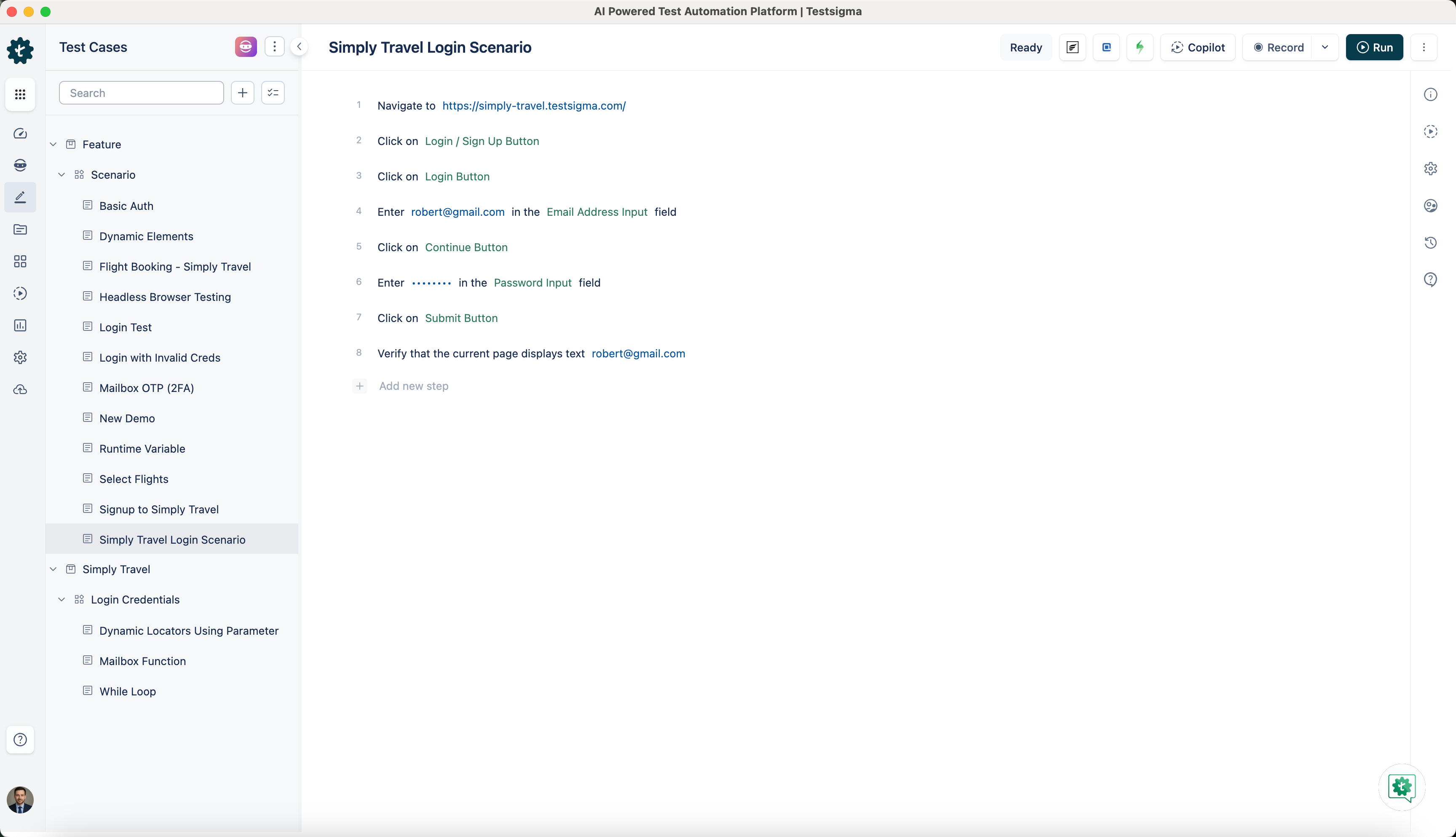 create test case for test plan executions in Testsigma