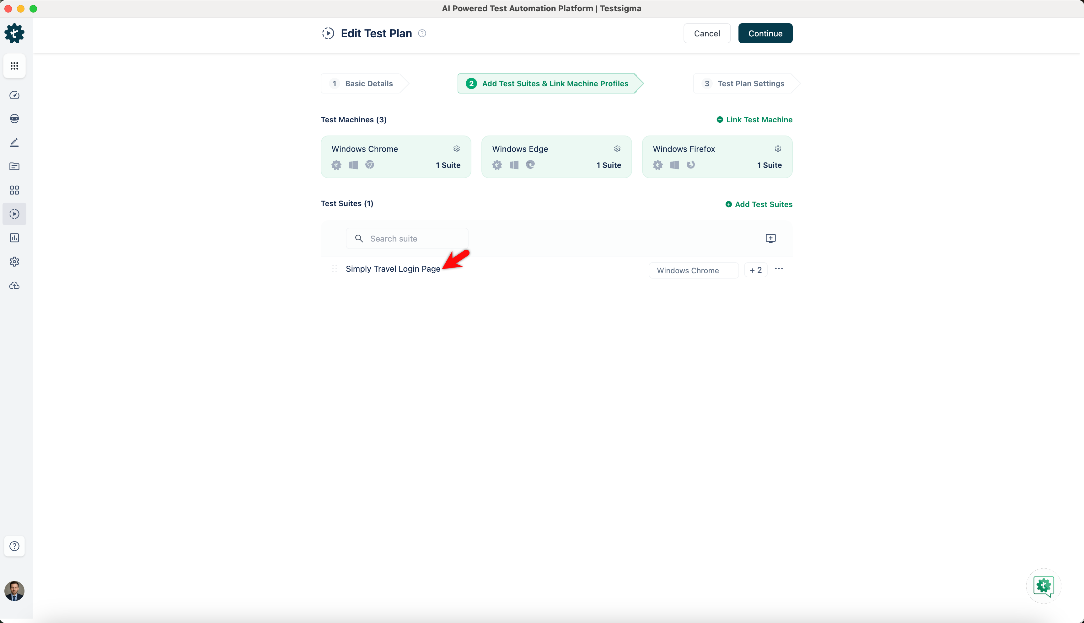 create test plan for test plan executions in Testsigma
