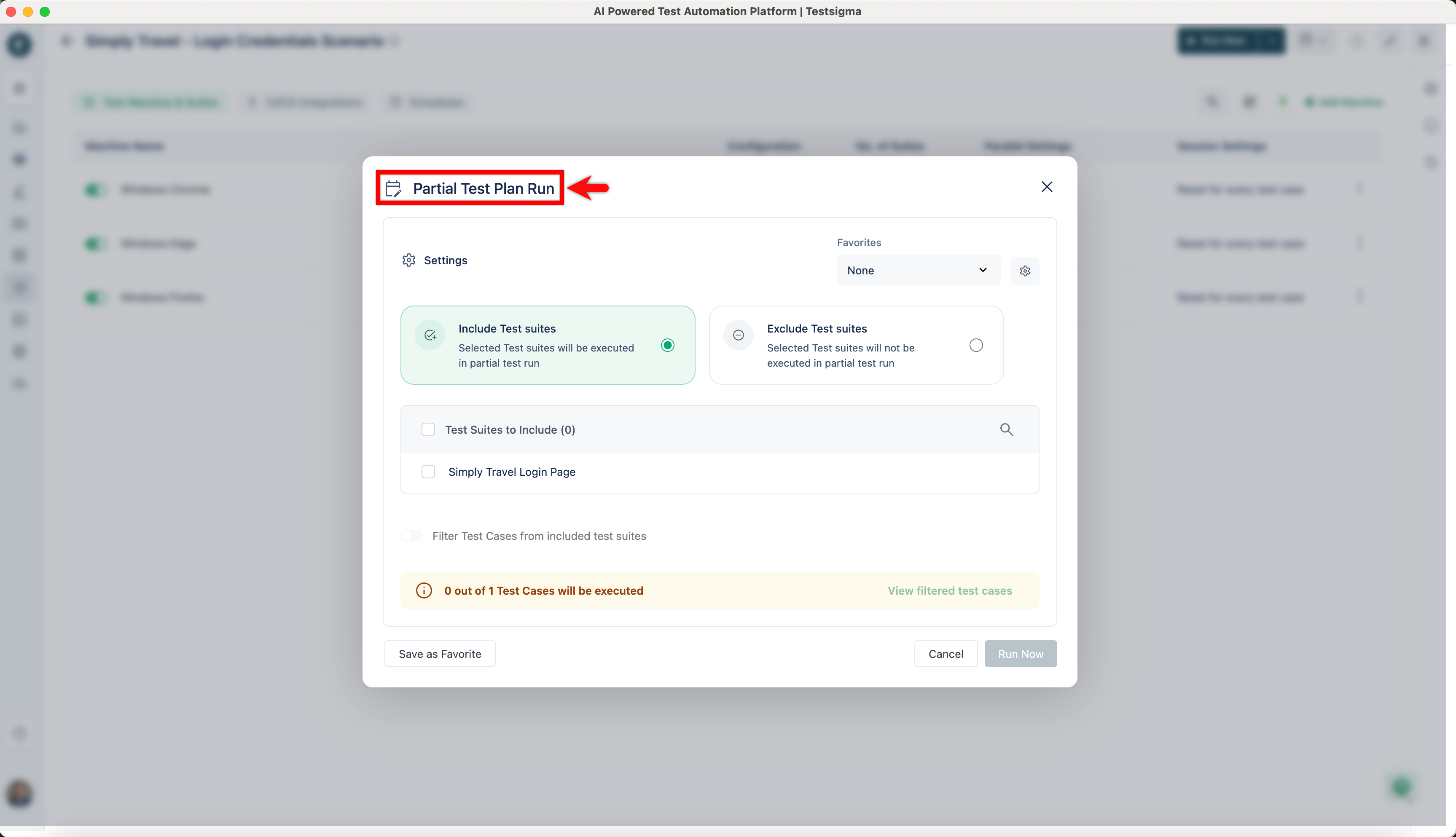 Partial test run overlay