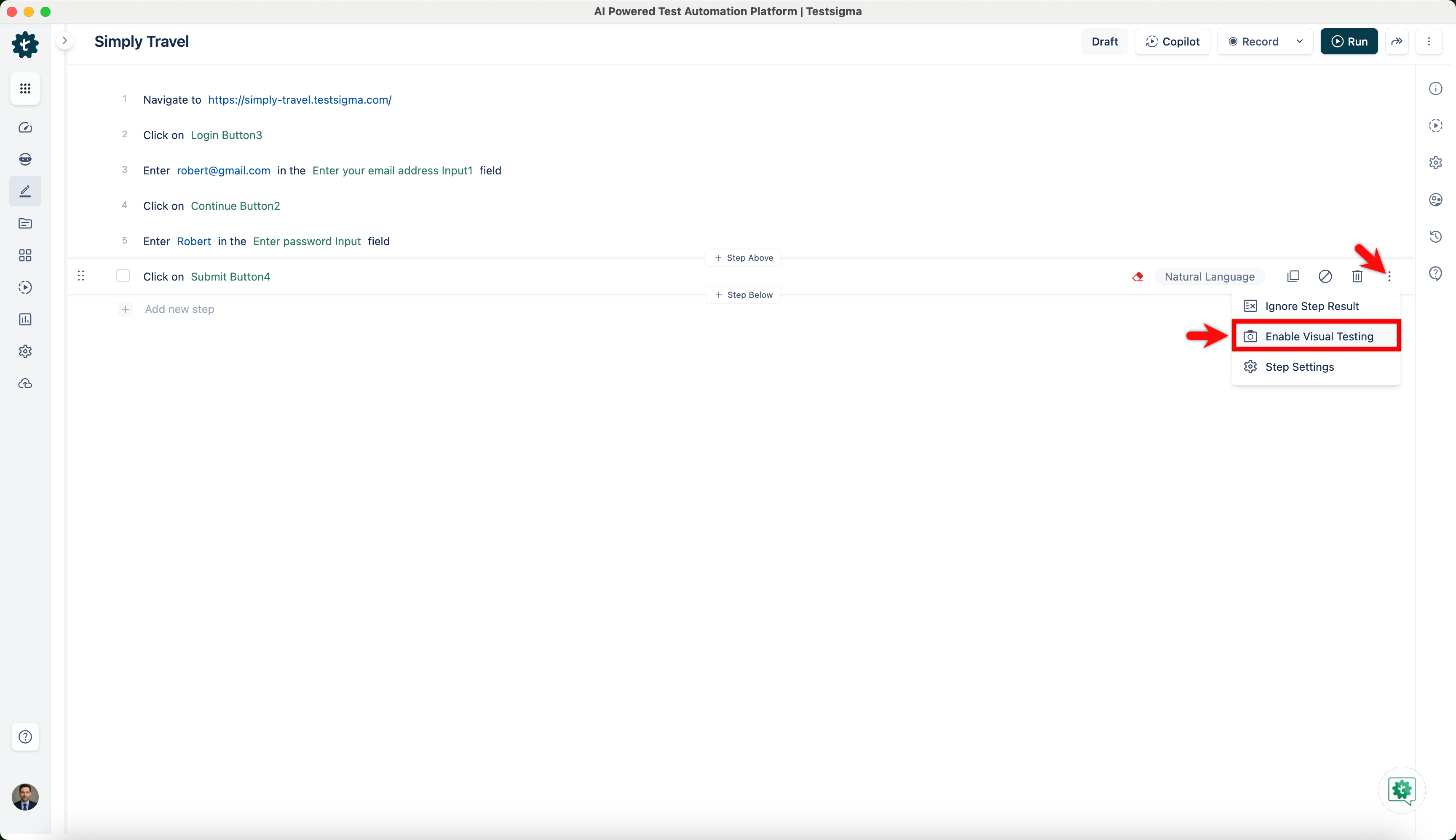Enable Visual Testing