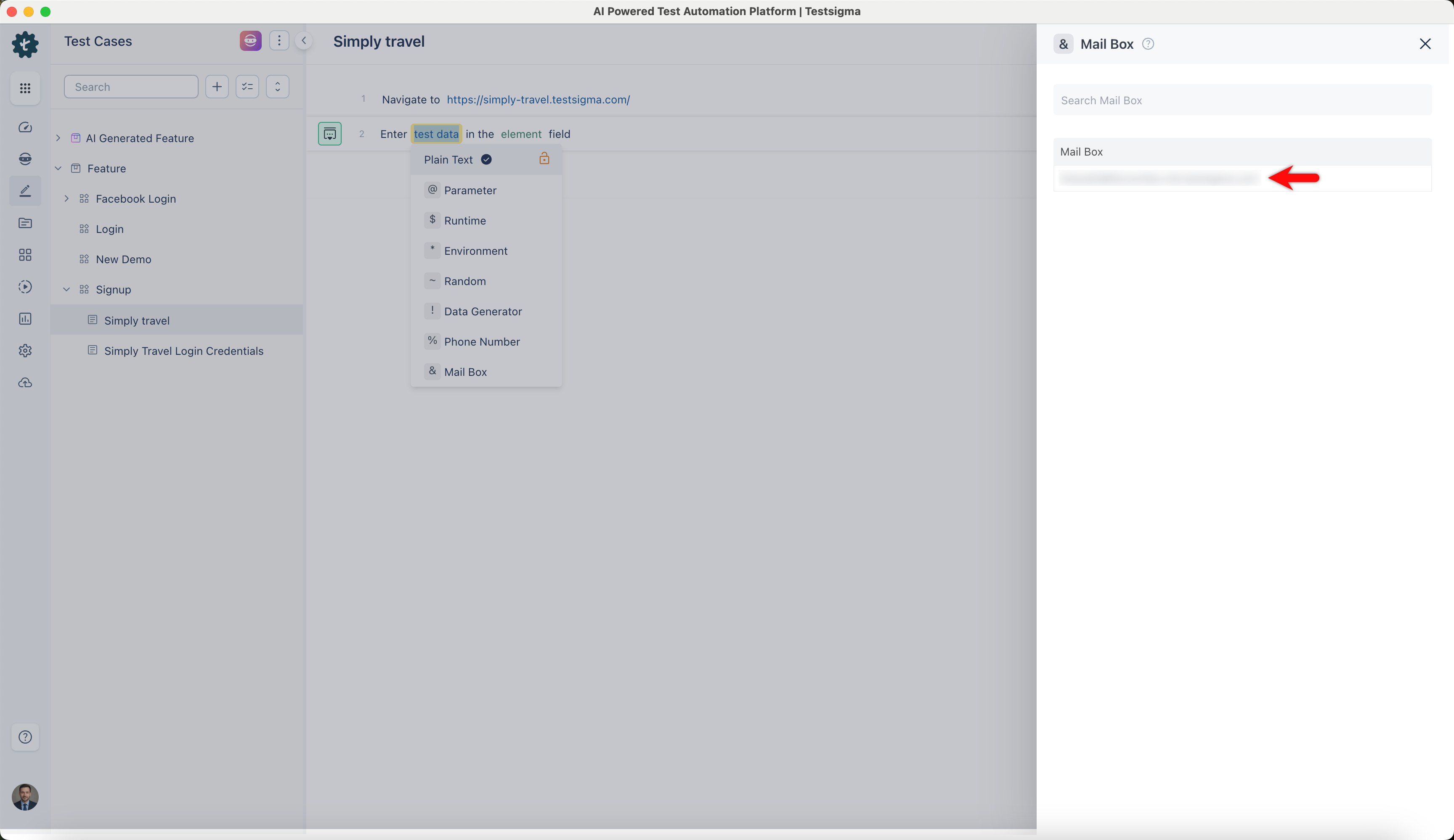 Add MailBox in Test Step