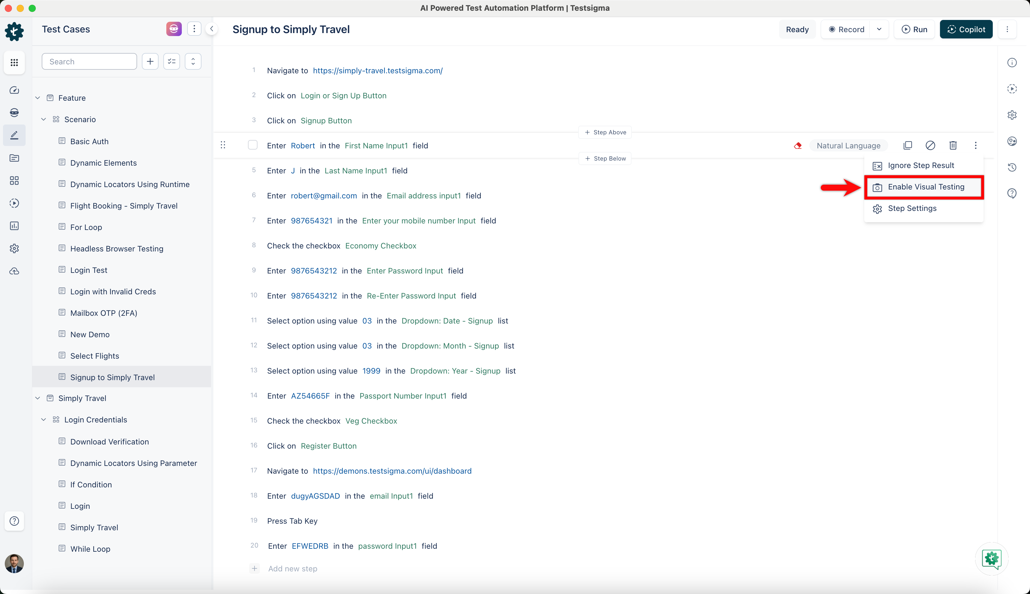 Enable Visual Testing