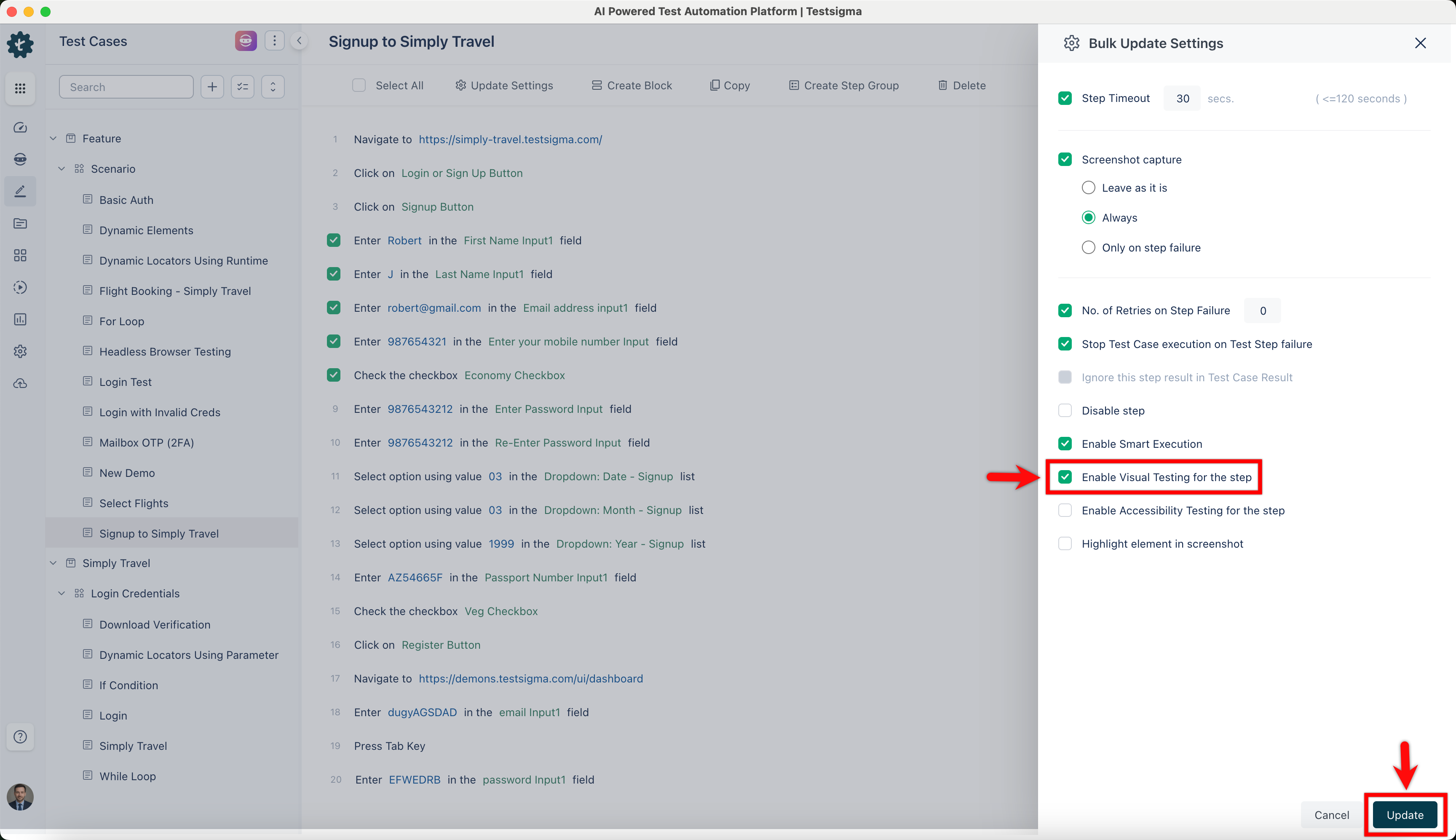 Enable Visual Testing