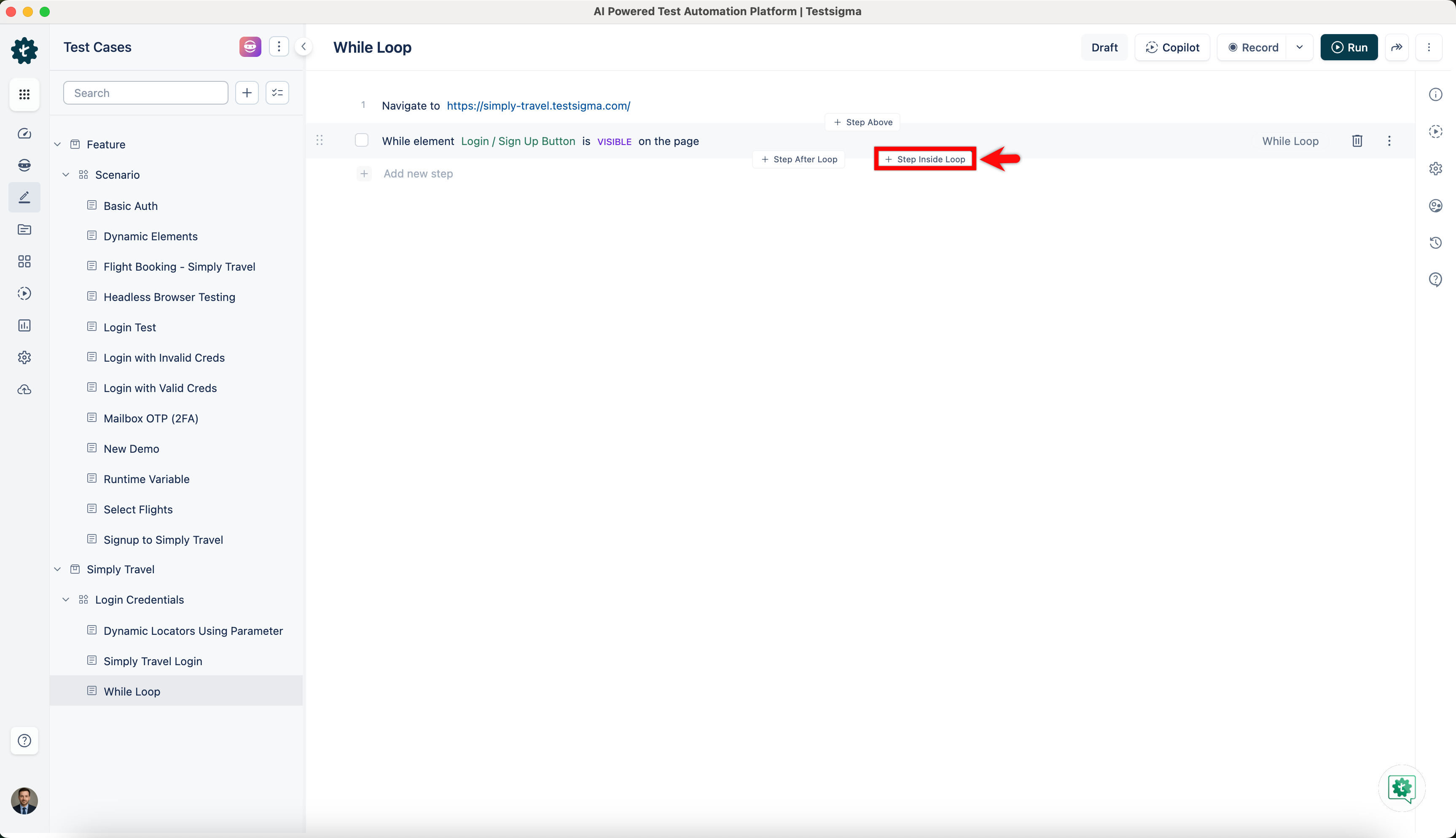 Step Inside While Loop