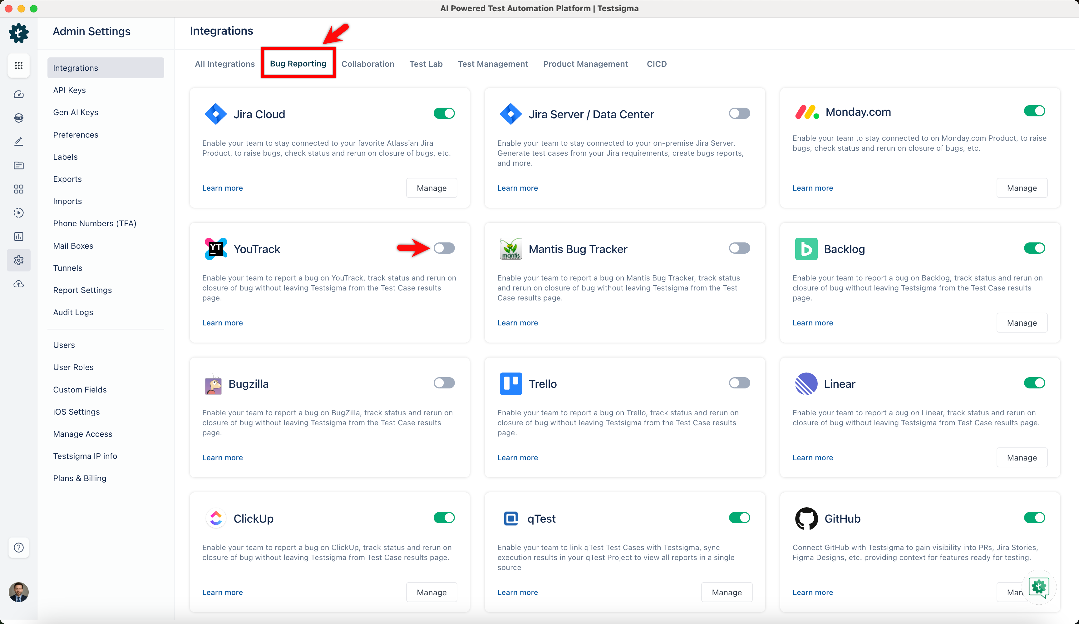 Youtrack Toggle