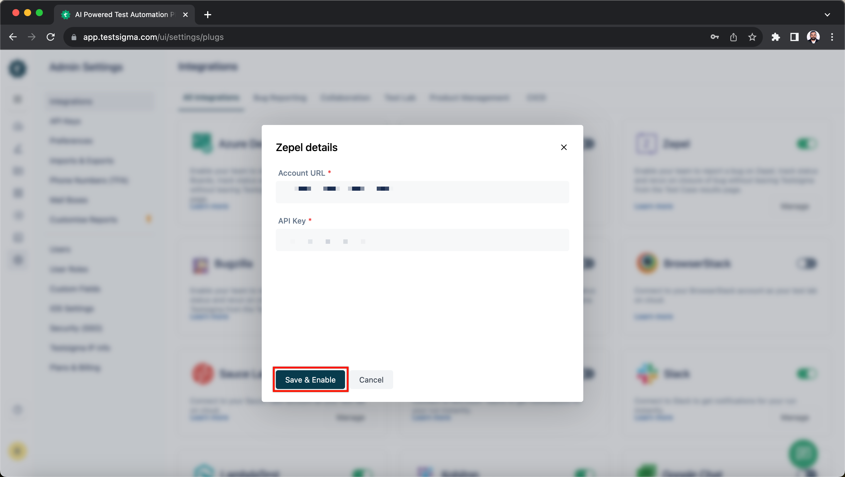 Save & Enable