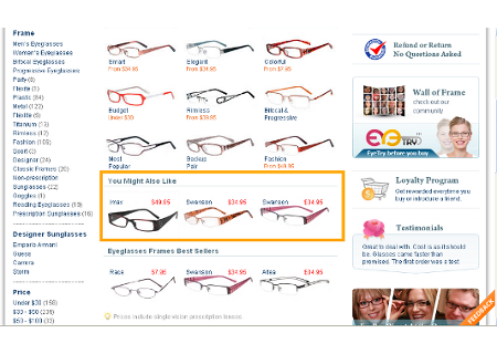 product recommendations Landing page