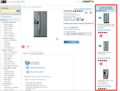  recommendation engine output on product detail pages