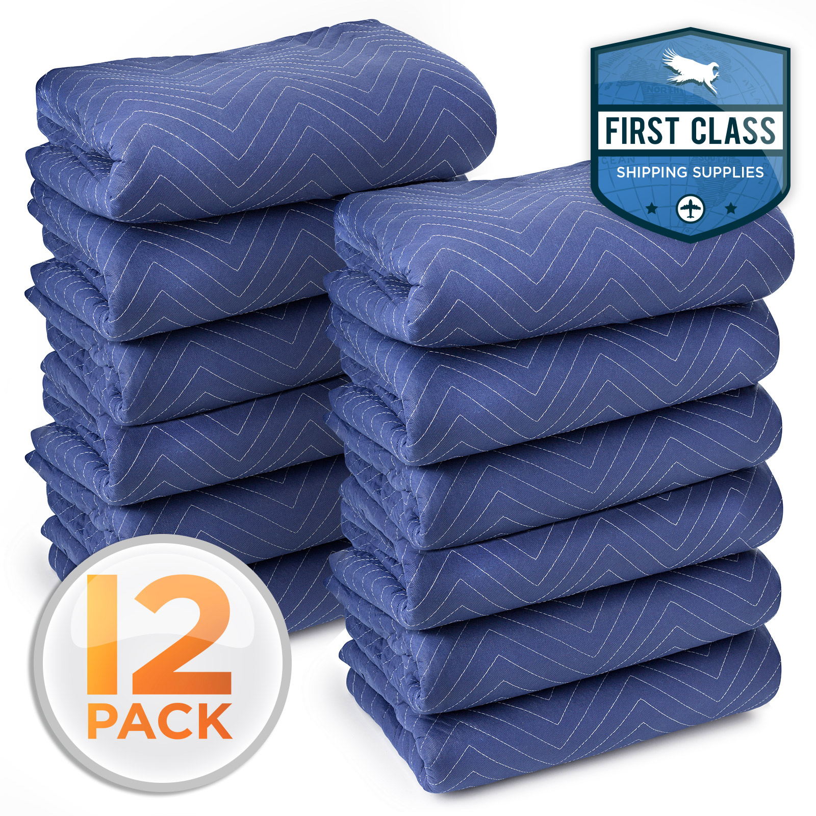 12 Moving Blankets Furniture Pads Deluxe Pro 80" x 72" Royal Blue