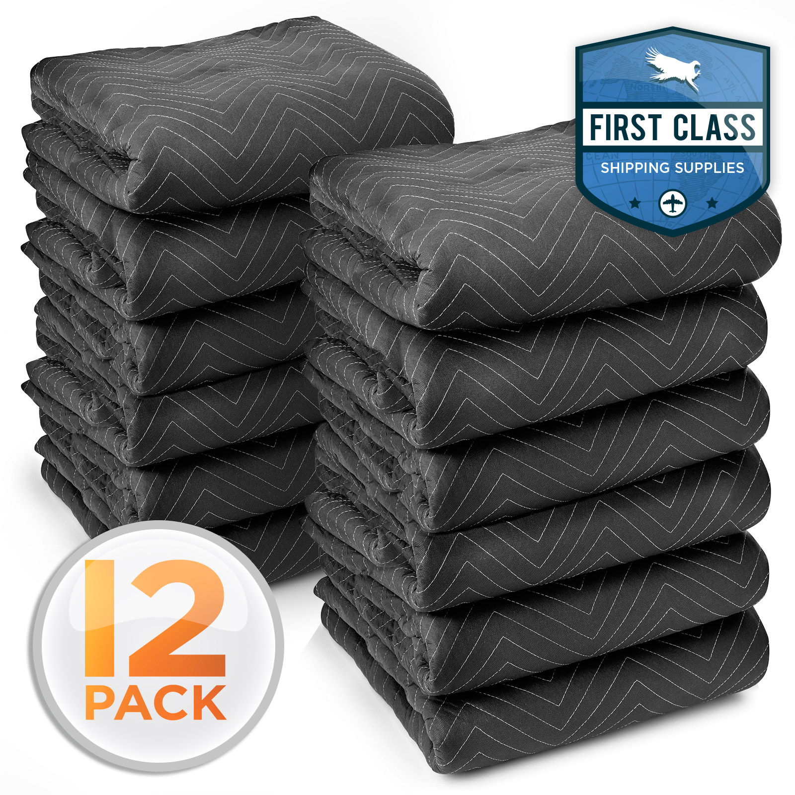 12 Moving Blankets Furniture Pads Ultra Thick Pro 80" x 72" Black